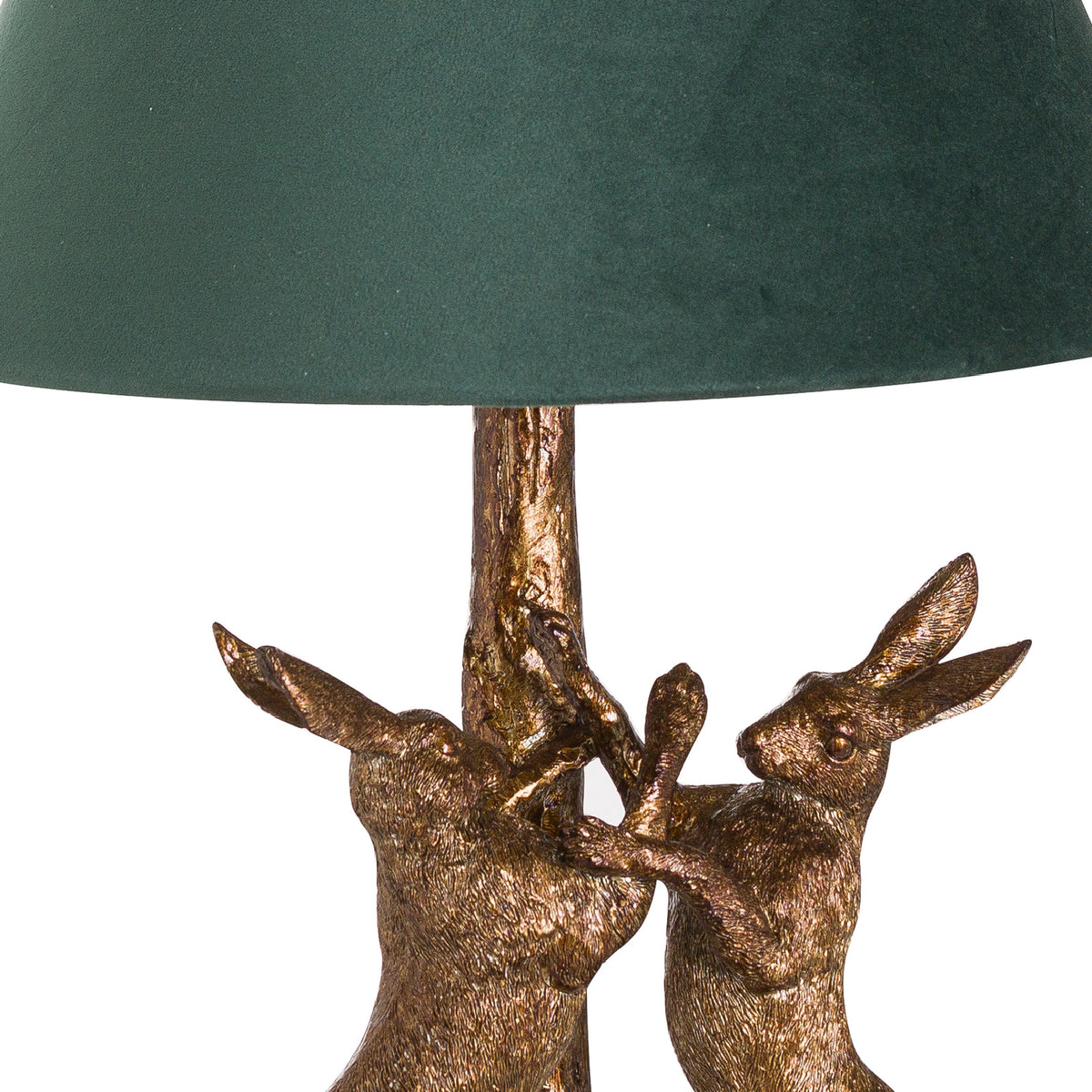 Antique Gold Marching Hares Table Lamp