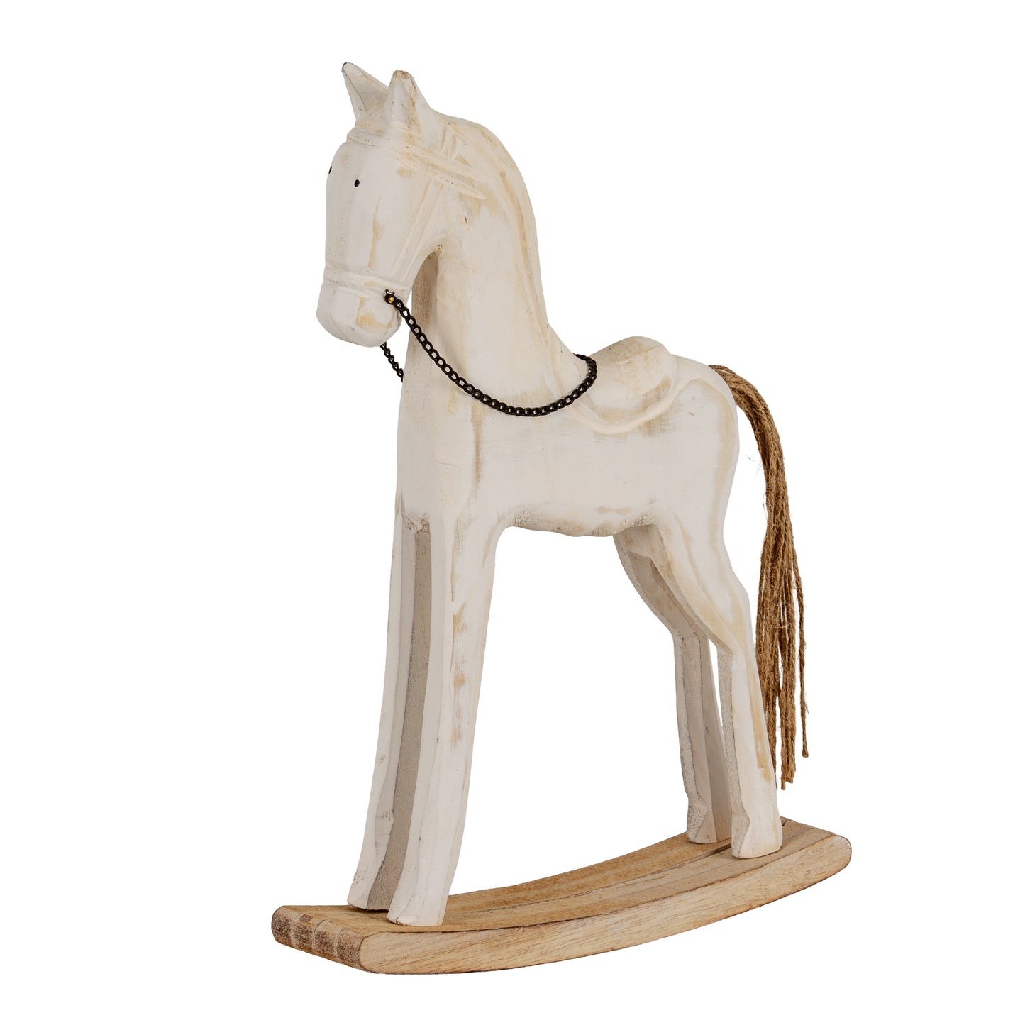 Large Whitewashed Rustic Rocking Horse