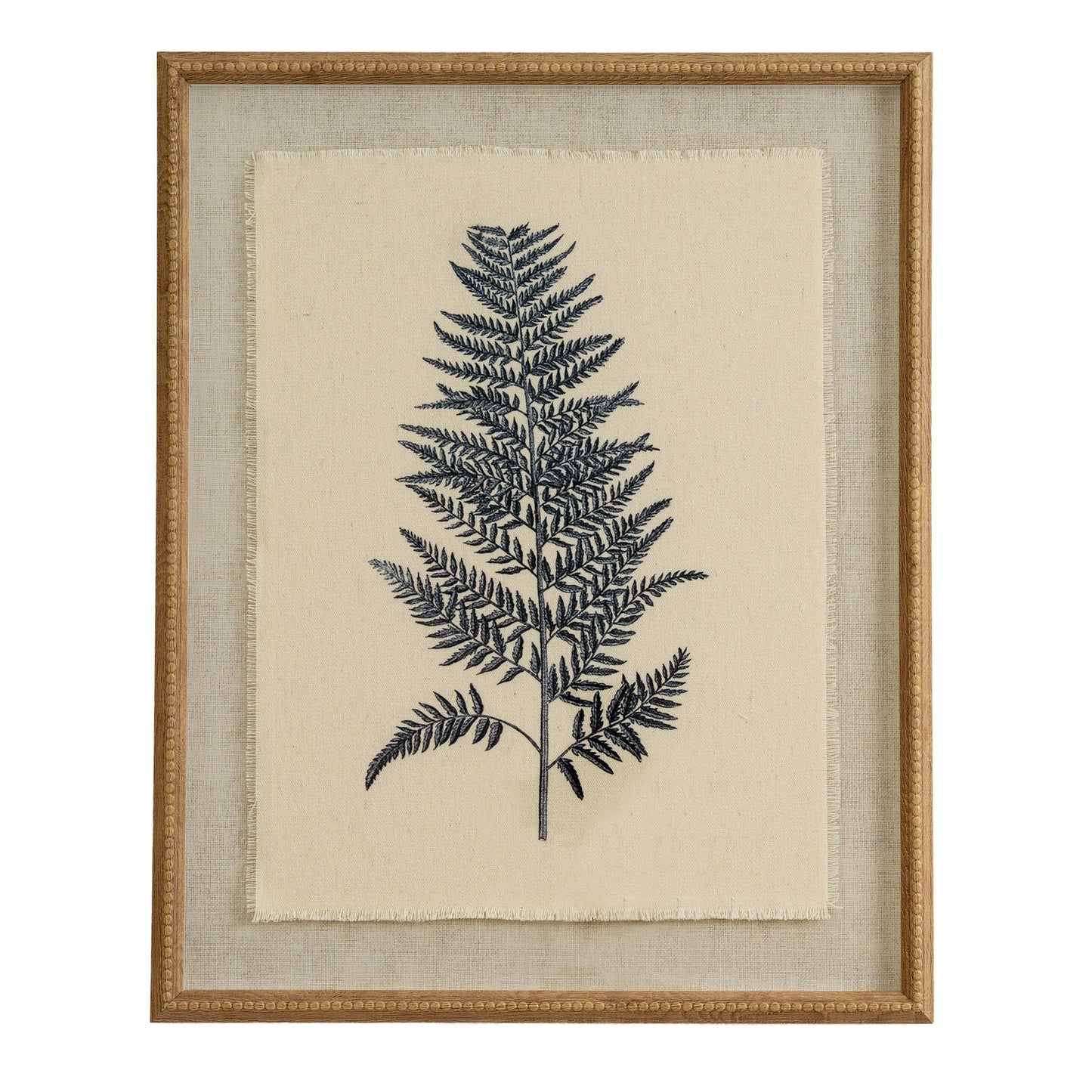 Flora & Fauna Collection Beech Fern On Linen In Beaded Frame