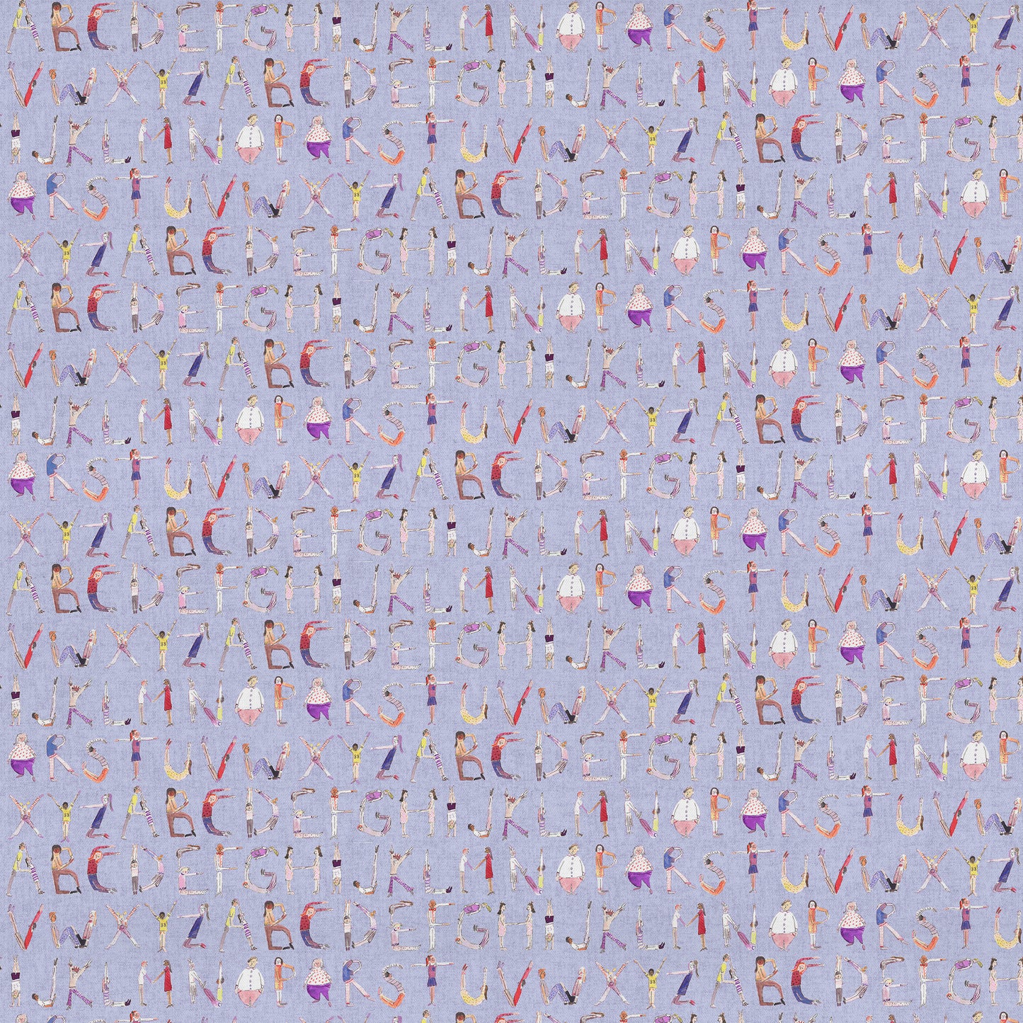 Alphabet People 145Cm Ann Fabric Metre - Lilac