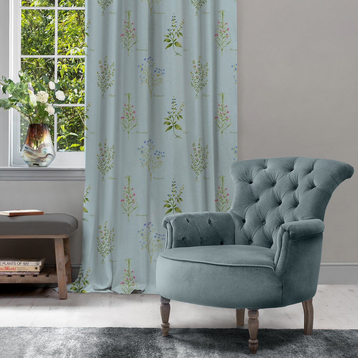 Darcy 145Cm Fiona Fabric - Duck Egg Sample