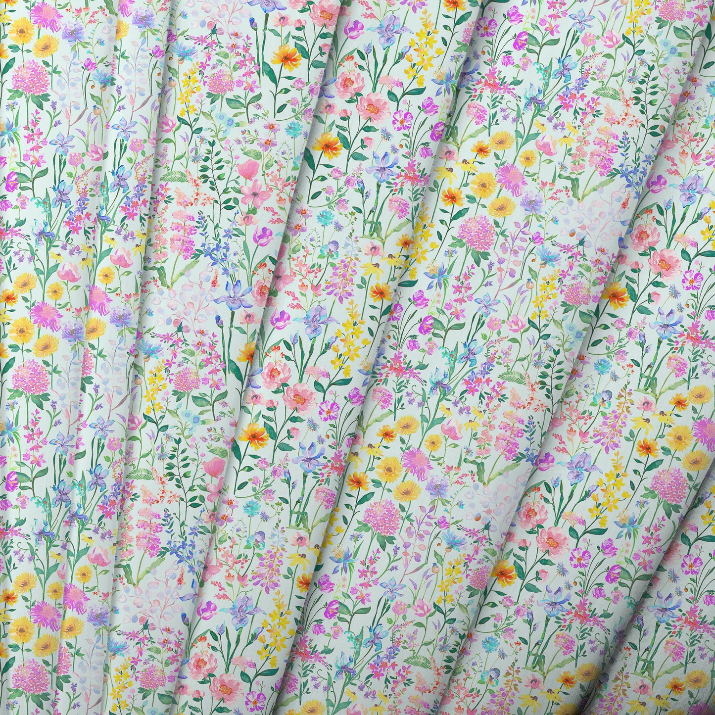 Prado De Flores Fine Lawn Cotton 160Cm Dress Fabric Metre - Glacier