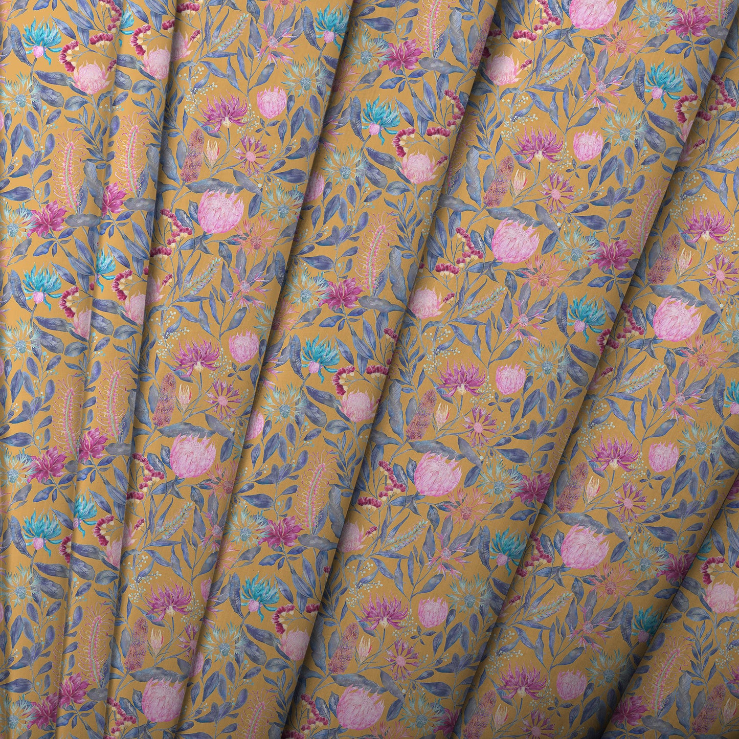 Fortazela Fine Lawn Cotton 160Cm Dress Fabric Metre - Gold
