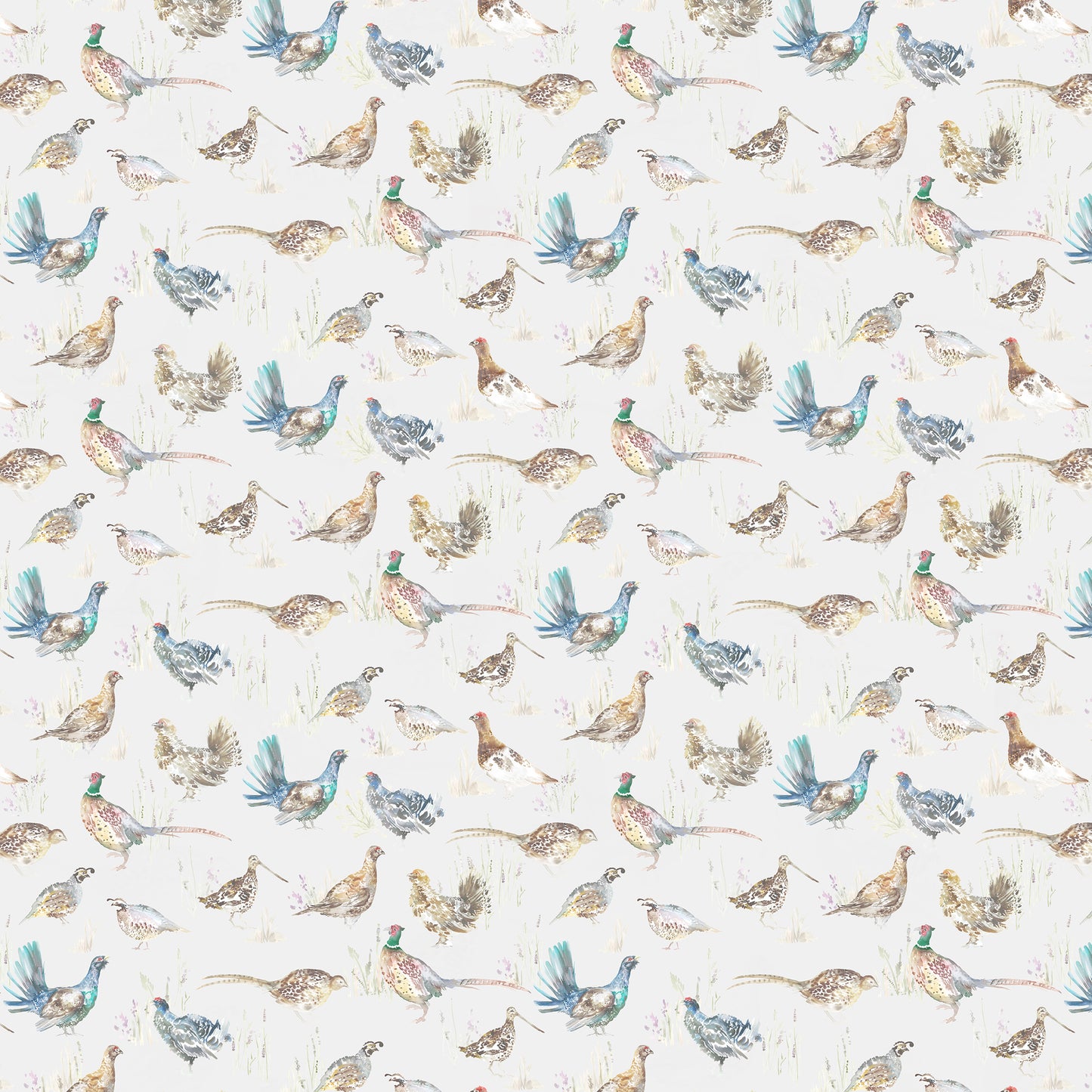 Game Birds Mini 140Cm Sasha White Fabric Metre - Cream