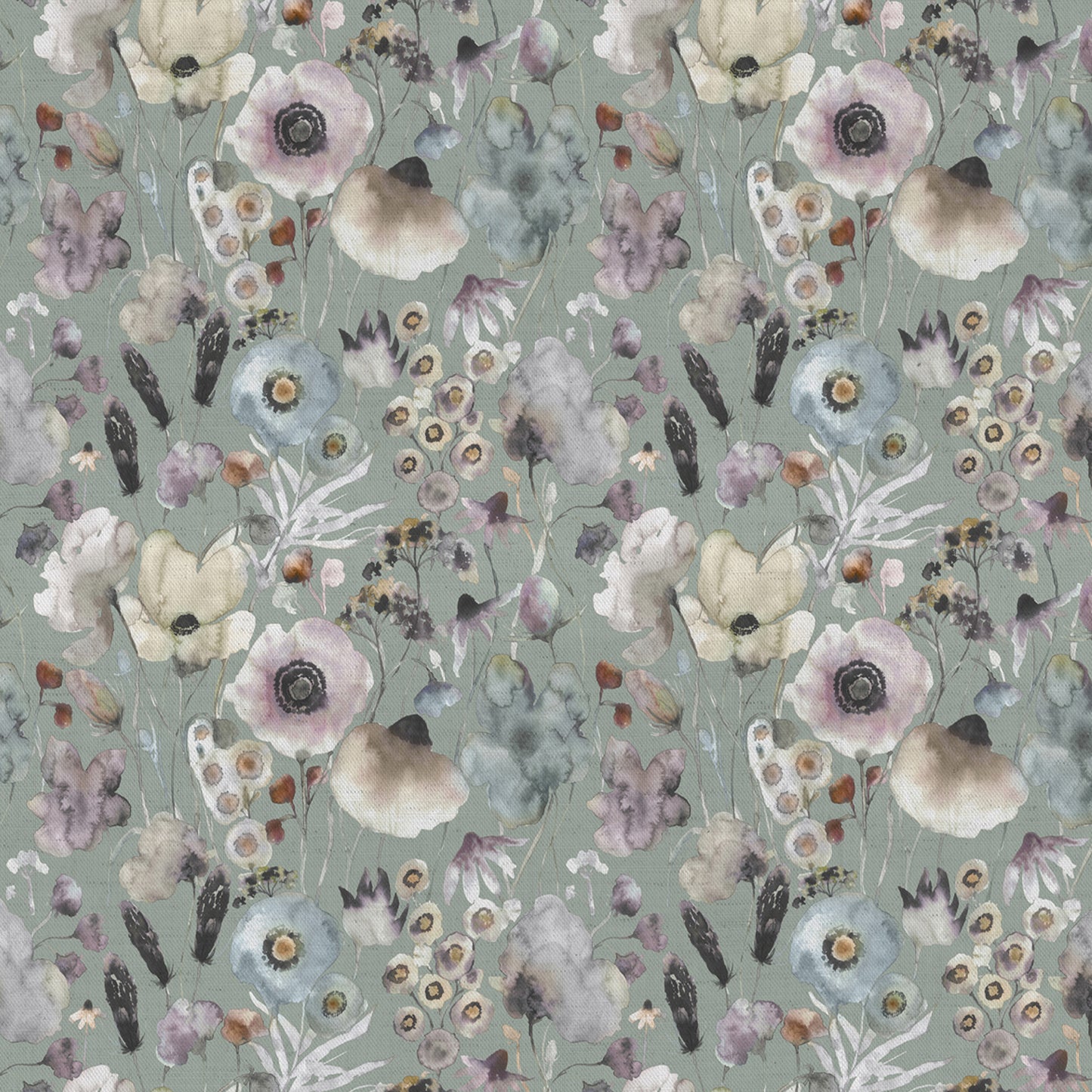 Hibbertia 145Cm Ann Fabric Metre - Haze/Sage