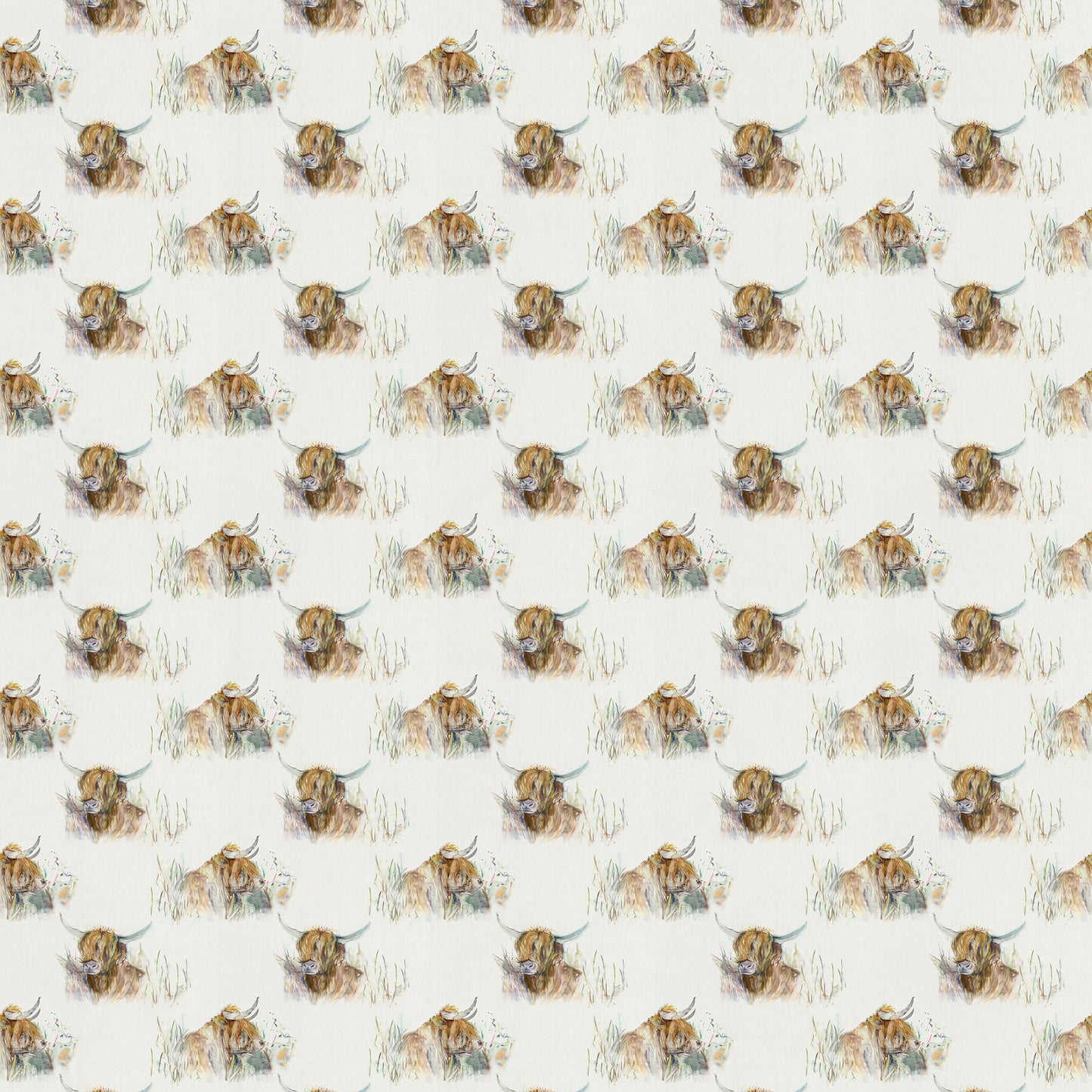 Highland Coo 150Cm Oil Cloth - Multi Sample