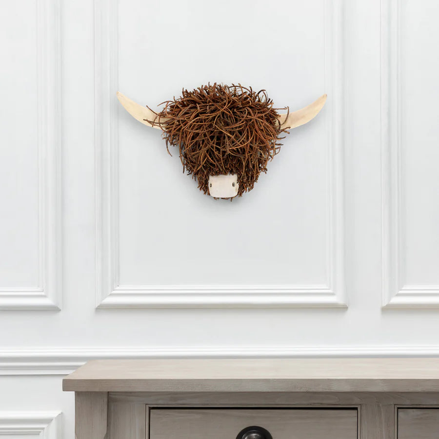 Hewie Highland Cow Wooden Sculpture - Brown