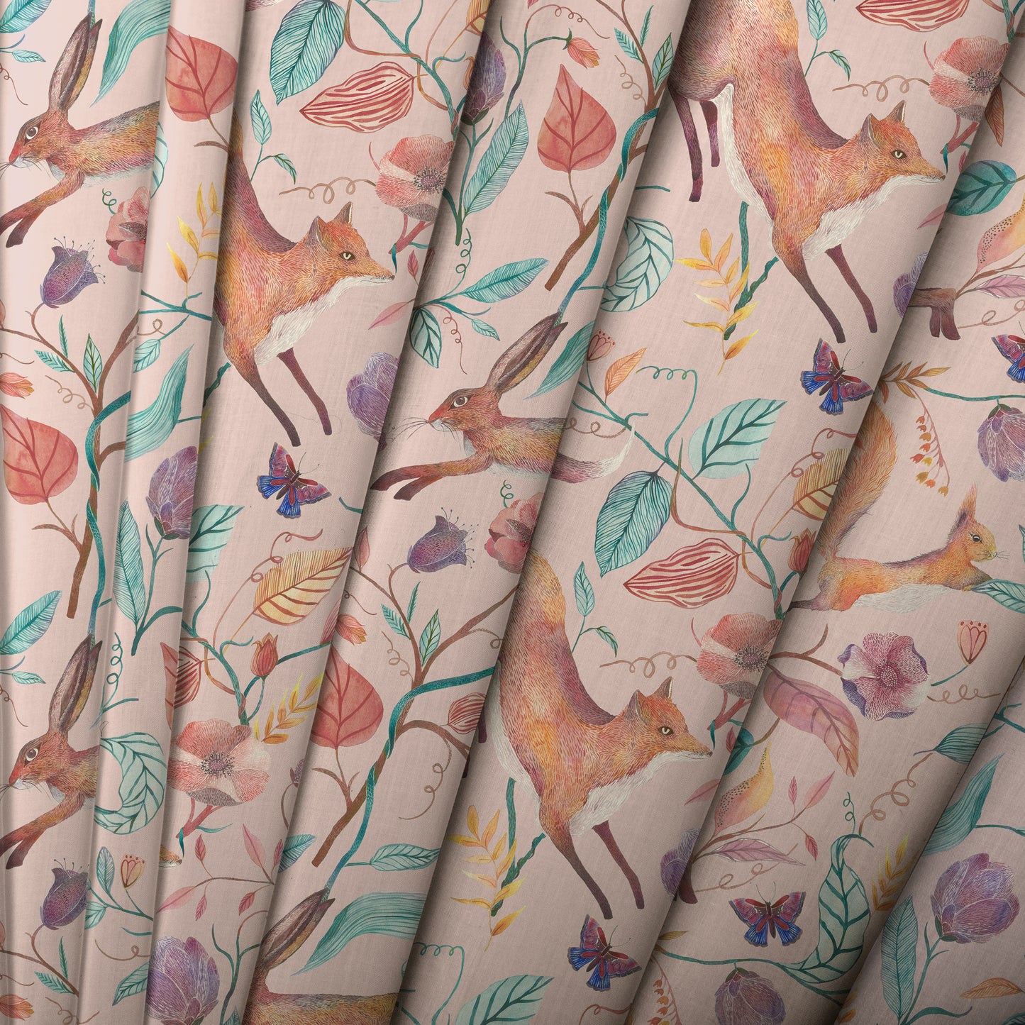 Leaping Into The Fauna 140Cm Fabric Metre Blush
