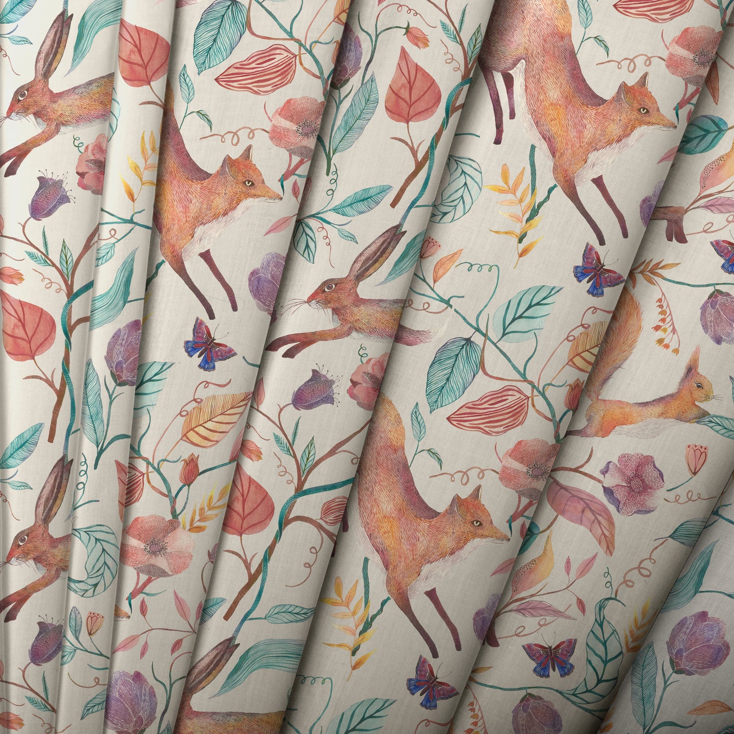 Leaping Into The Fauna Fabric Sample - Dawn