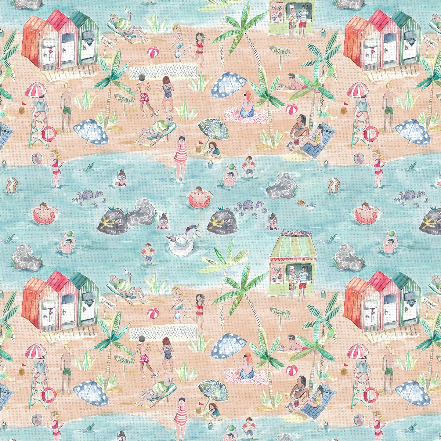 Letsgotothebeach 145Cm Ann Fabric Metre - Sand