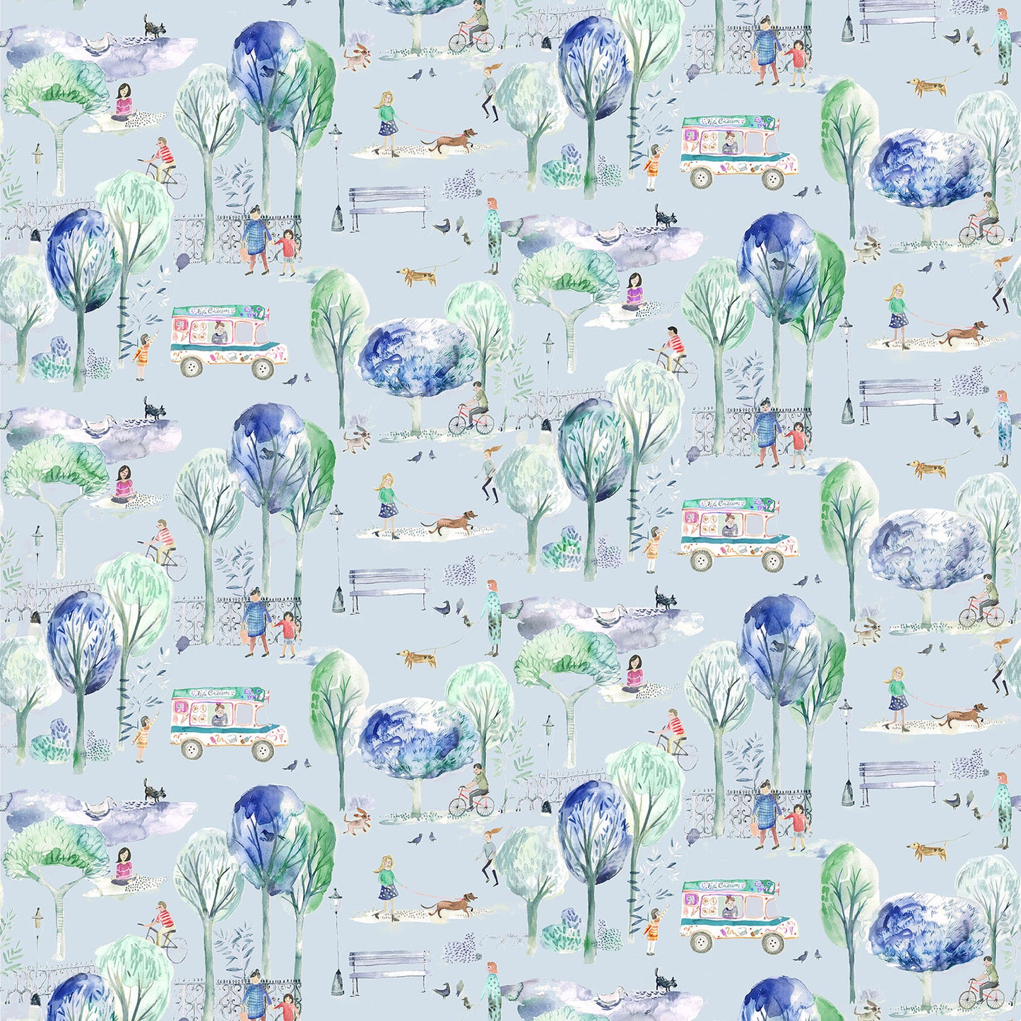Parklife 145Cm Ann Fabric Metre - Sky
