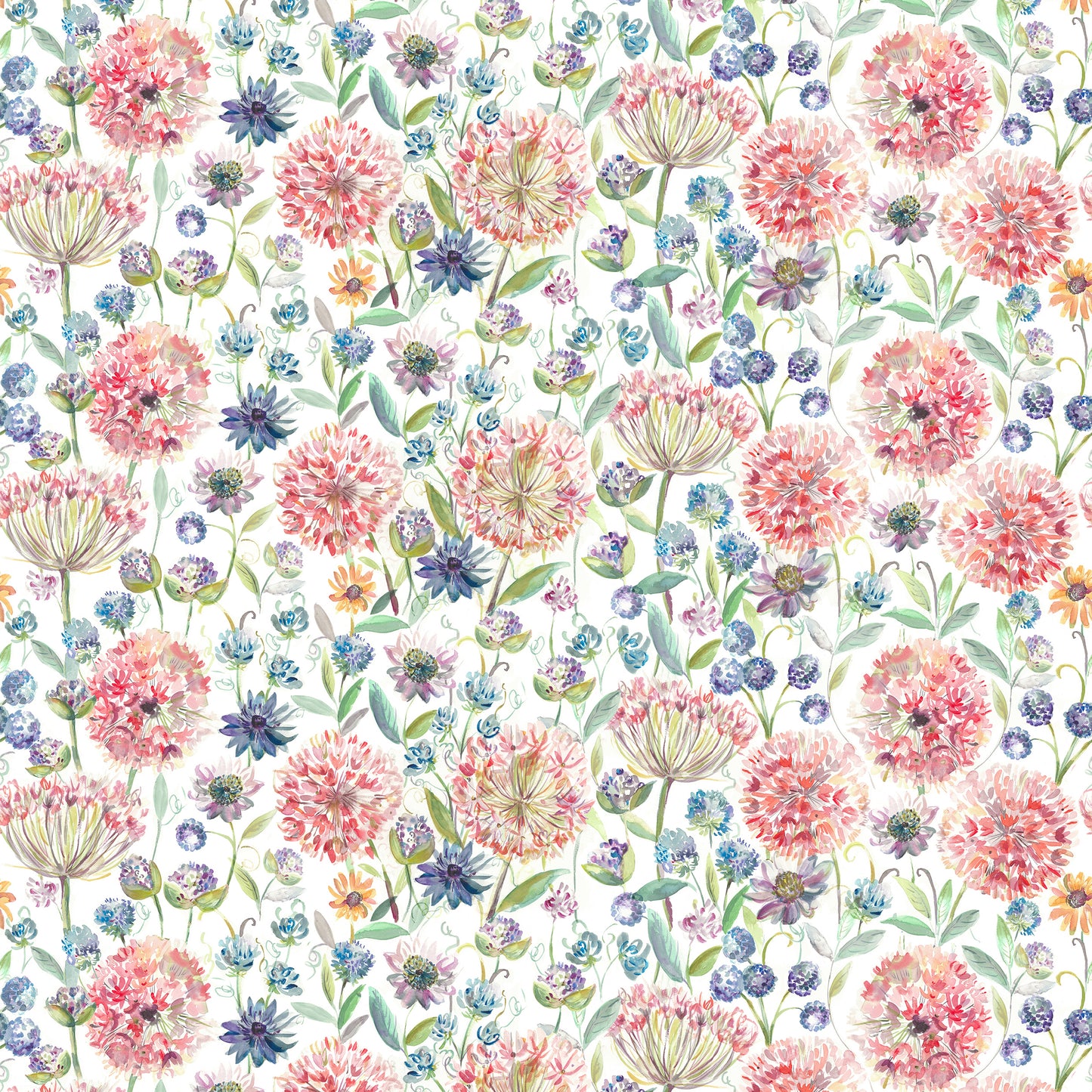 Pom Pom Floral 140Cm Sasha White Fabric Metre - Summer Cream