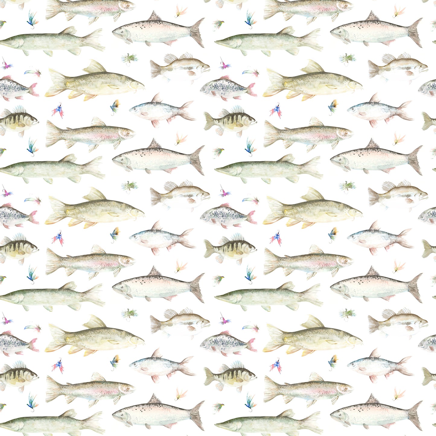 River Fish Large 140Cm Sasha Linen Fabric Metre - Linen
