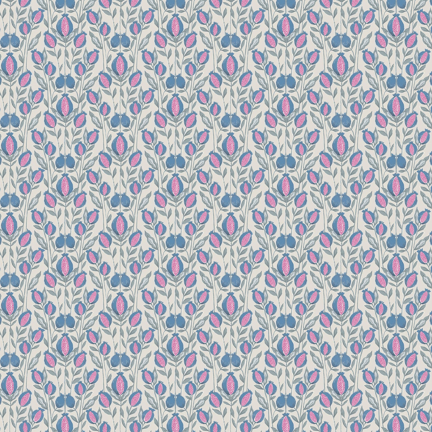 Rithani 147Cm Helena Fabric Metre - Bluebell Cream