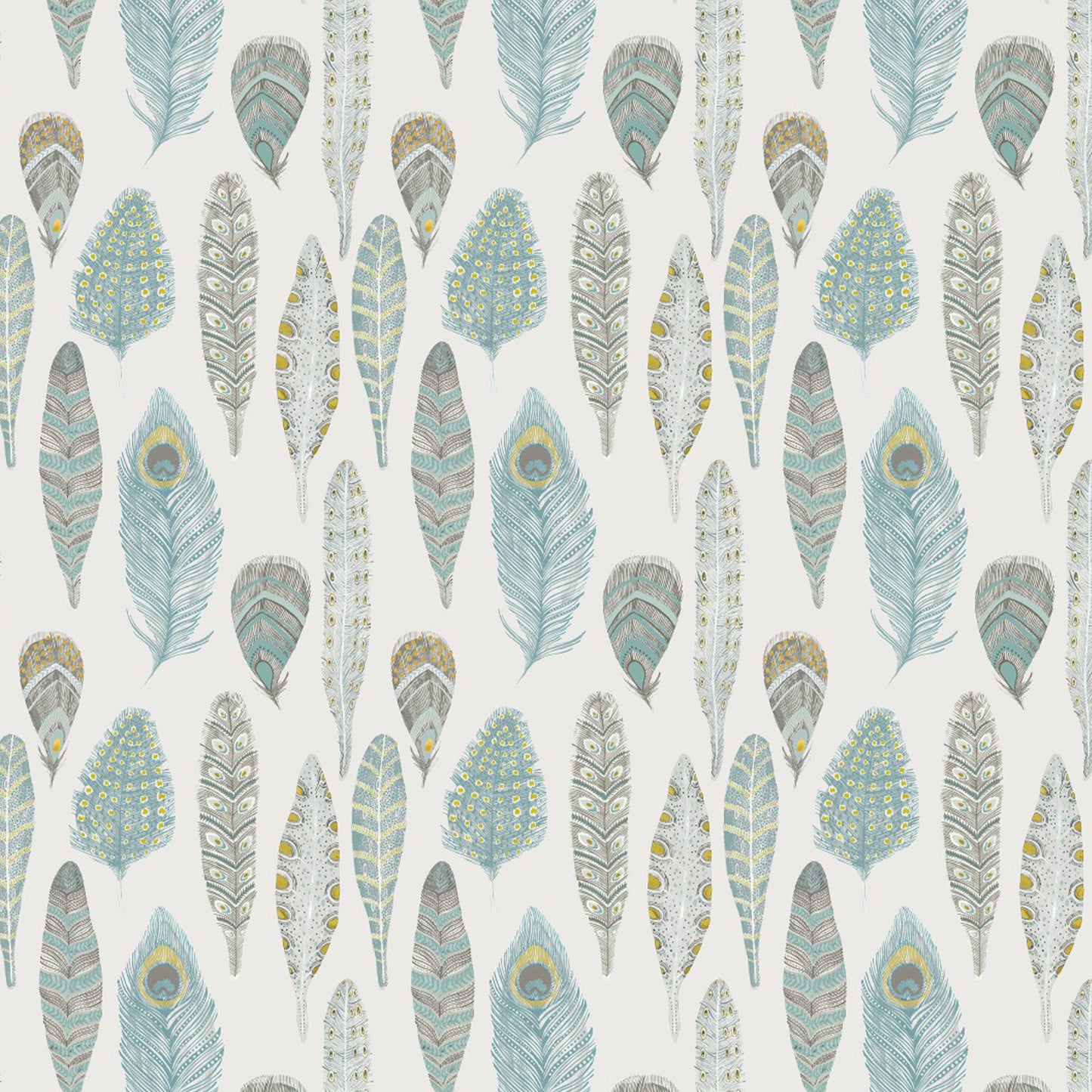 Samui Print 140Cm Sasha White Fabric - Peacock Sample