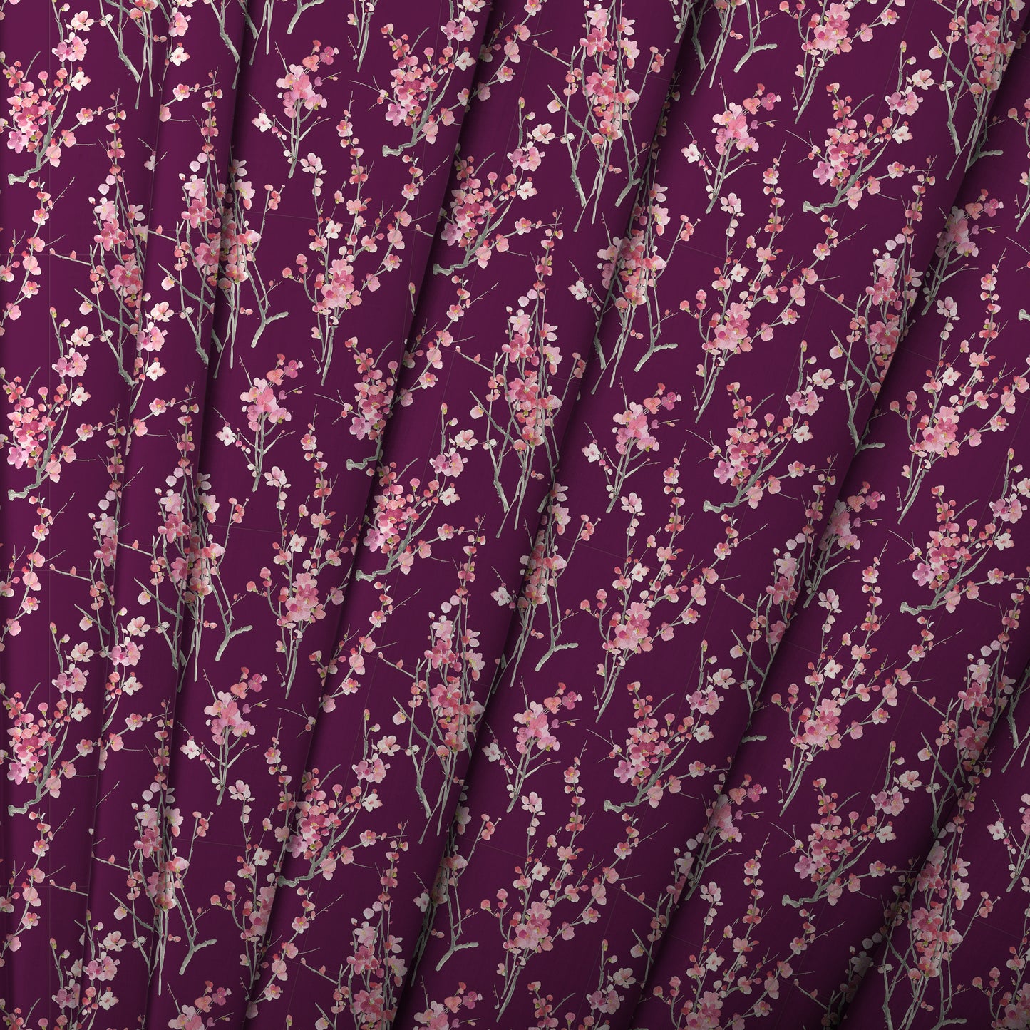 Seville Poplin 152Cm Dress Fabric - Blossom/Mulberry Sample