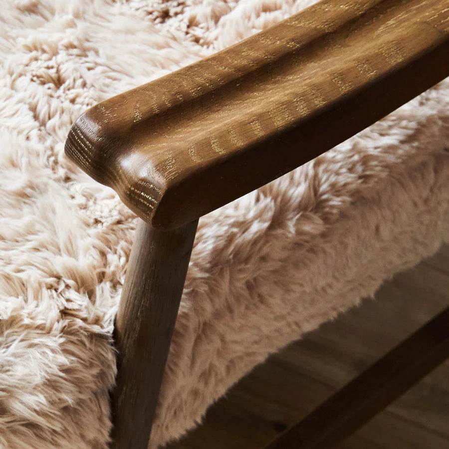 Struan Faux Fur Armchair & Footstool - Natural