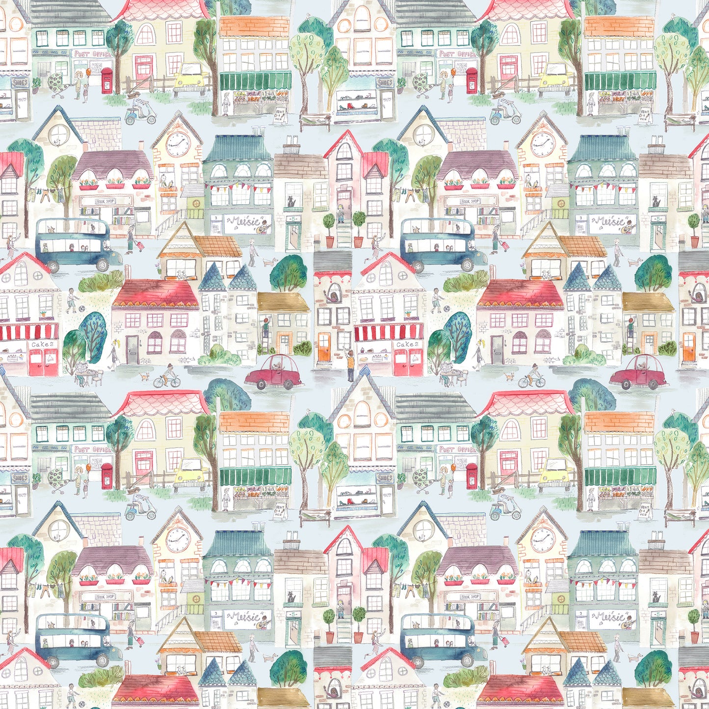 Village Streets 145Cm Ann Fabric - Primary Sample