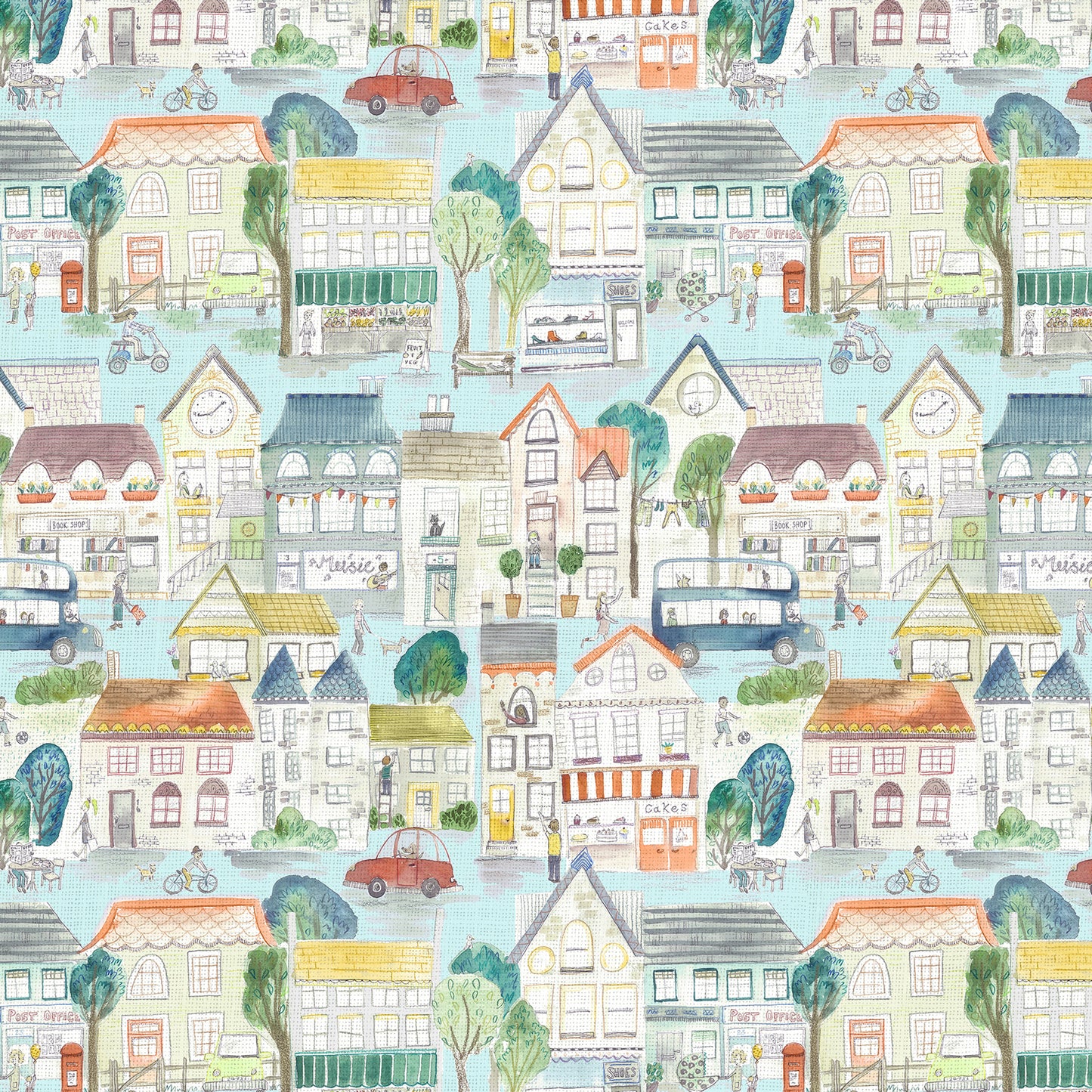 Village Streets 145Cm Ann Fabric Metre - Sunburst