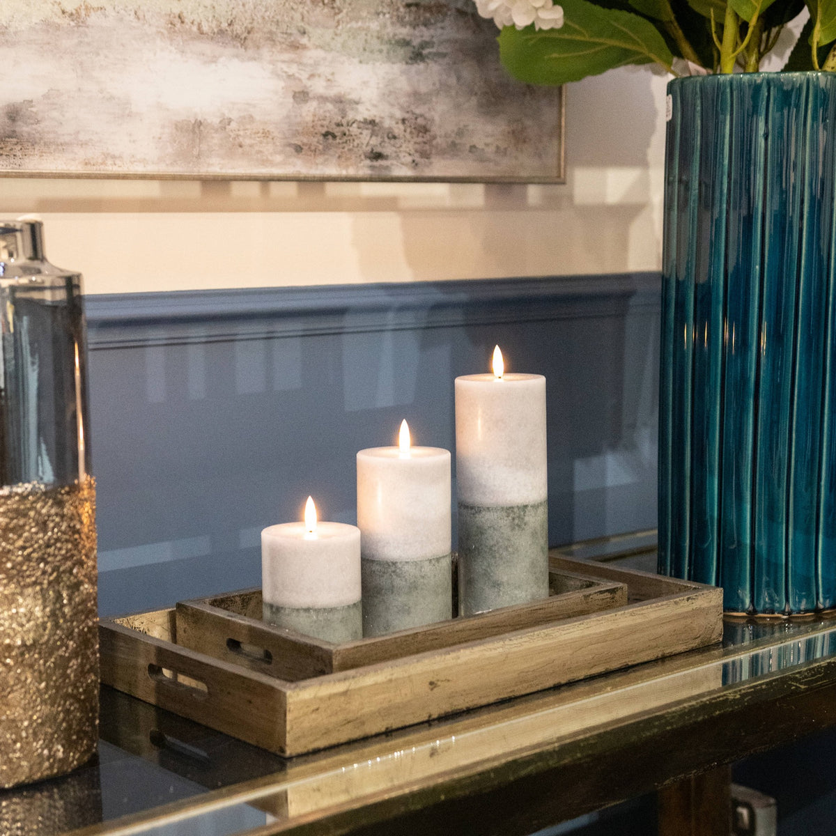 Natural Glow 3x8 Stone LED Wax Candle