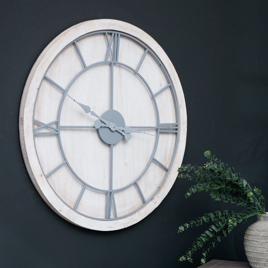 Williston White Large Wall Clock
