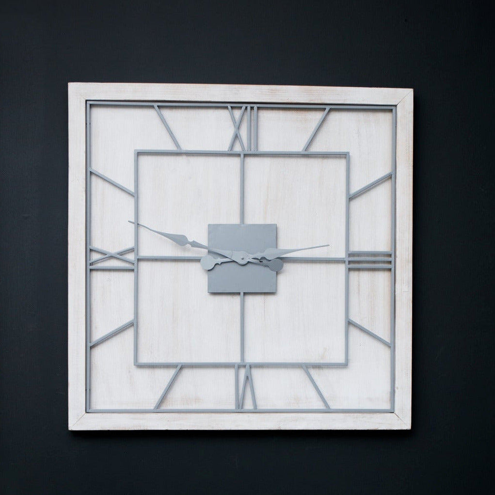 Williston White Square Large Wall Clock