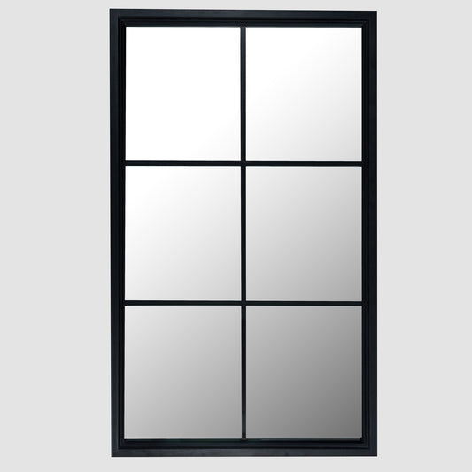 Black Wood Large Window Mirror