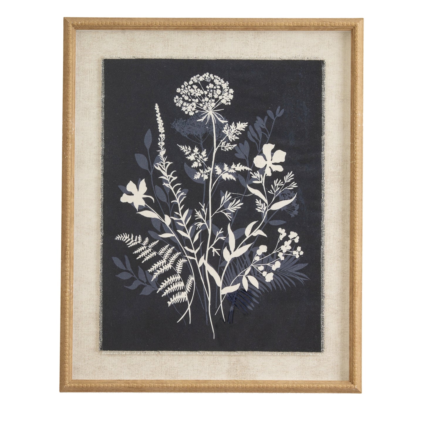 Flora & Fauna Collection Meadow On Linen In Beaded Frame