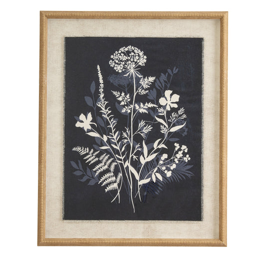 Flora & Fauna Collection Meadow On Linen In Beaded Frame