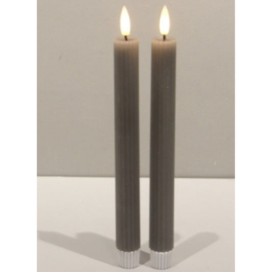 Luxe Collection Natural Glow Grey Ribbed Taper Candles