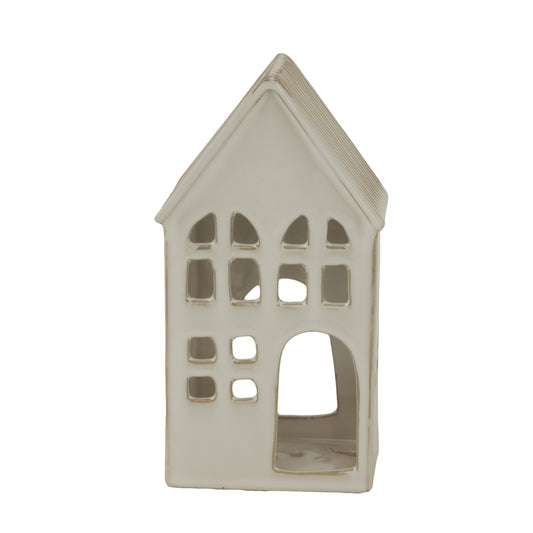 White Ceramic House Tea Light Holder