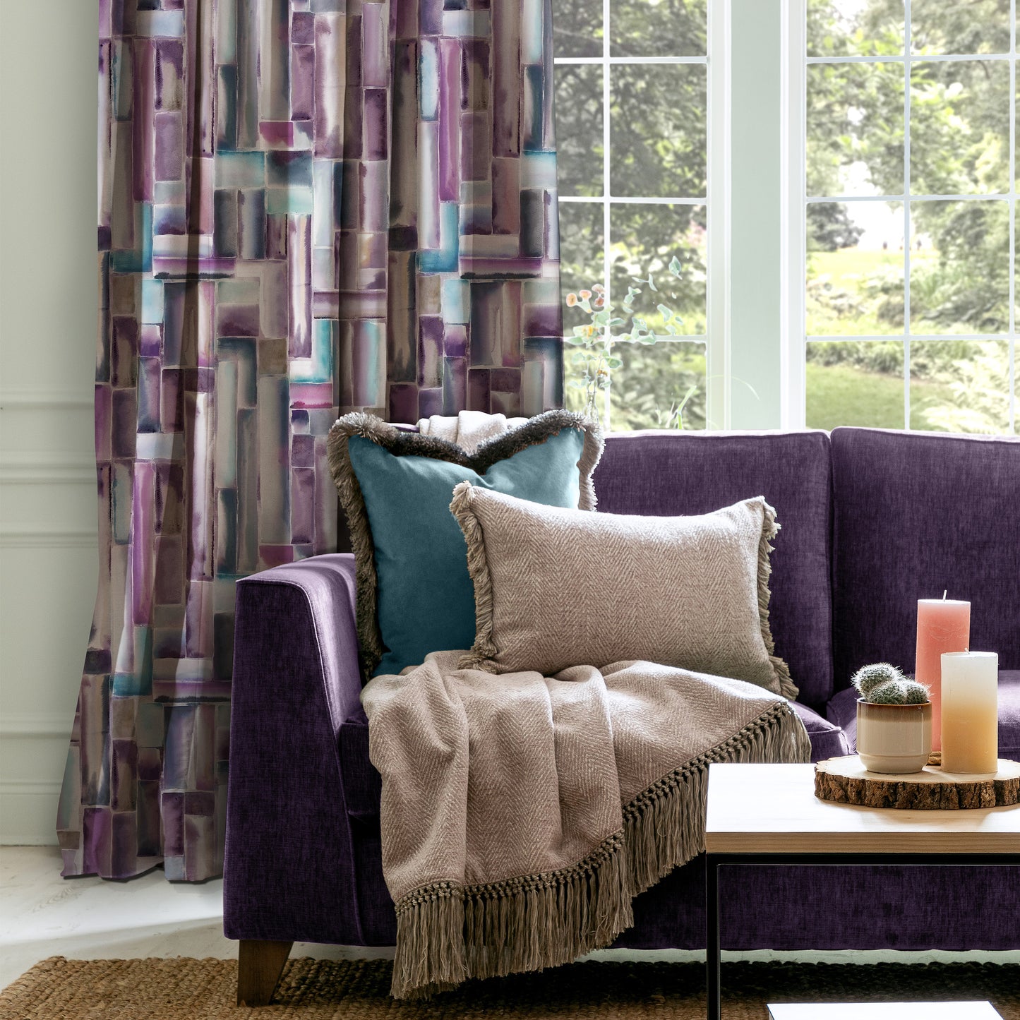 Albers 140Cm Heavy Como Ivory Fabric Metre - Amethyst