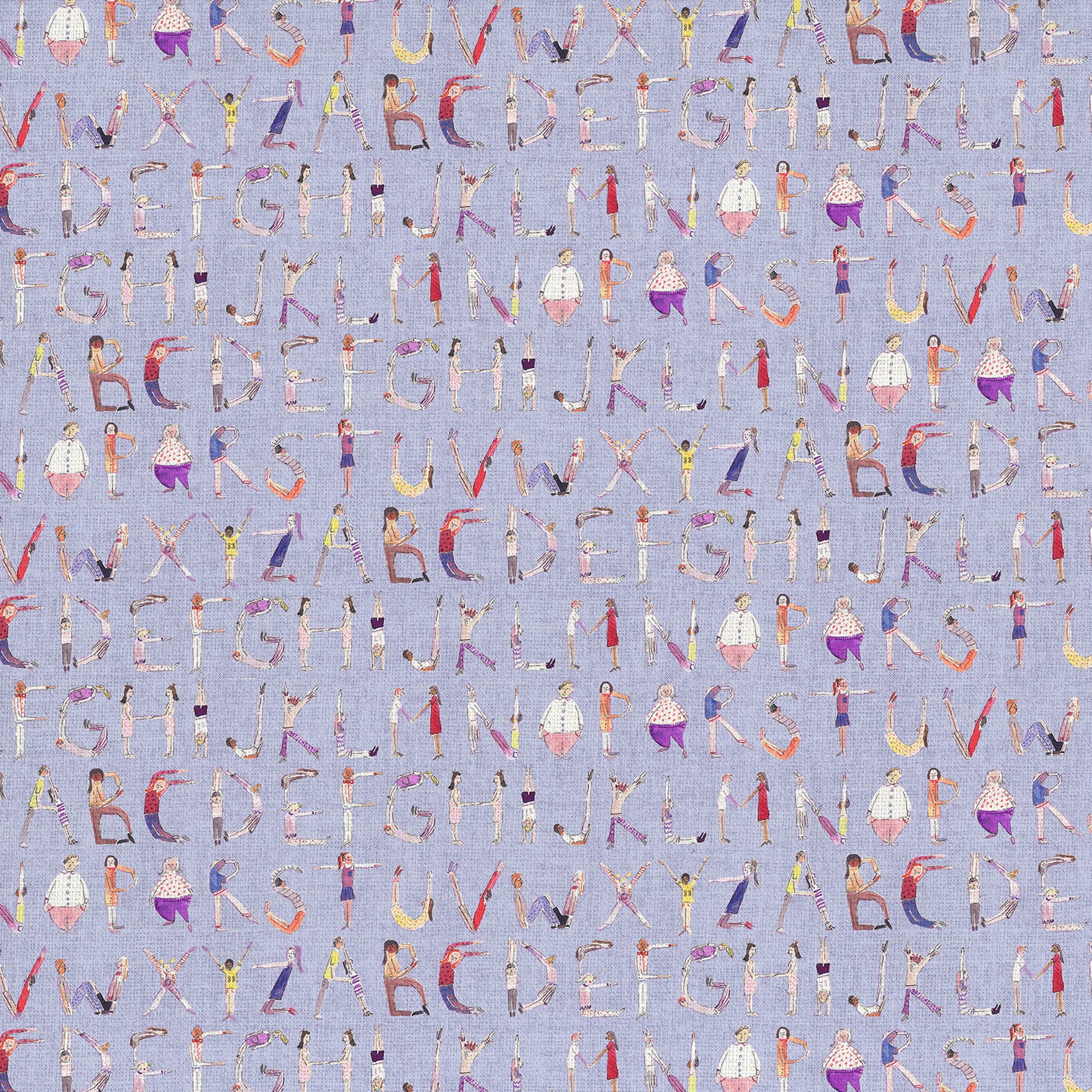 Alphabet People 145Cm Ann Fabric - Lilac Sample