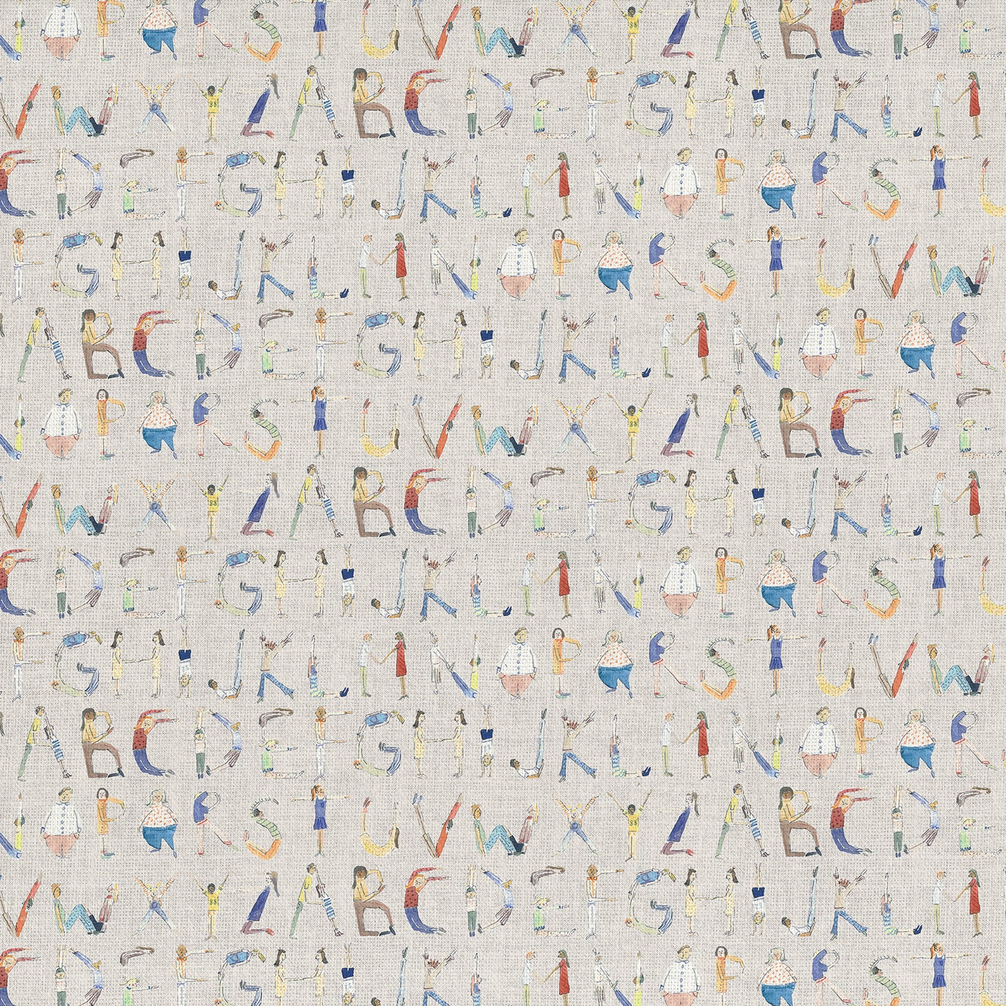 Alphabet People 145Cm Ann Fabric Metre - Oat
