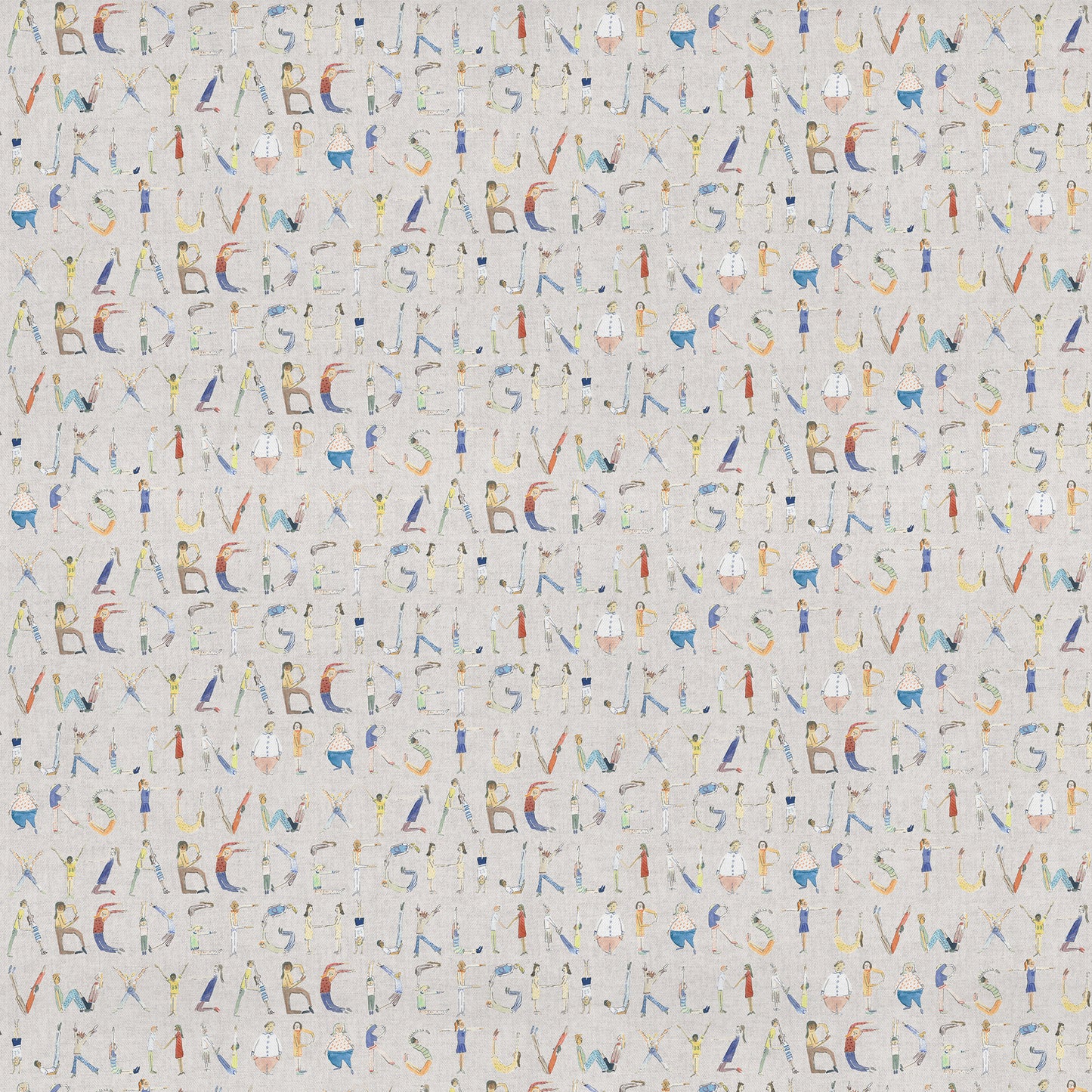Alphabet People 145Cm Ann Fabric Metre - Oat