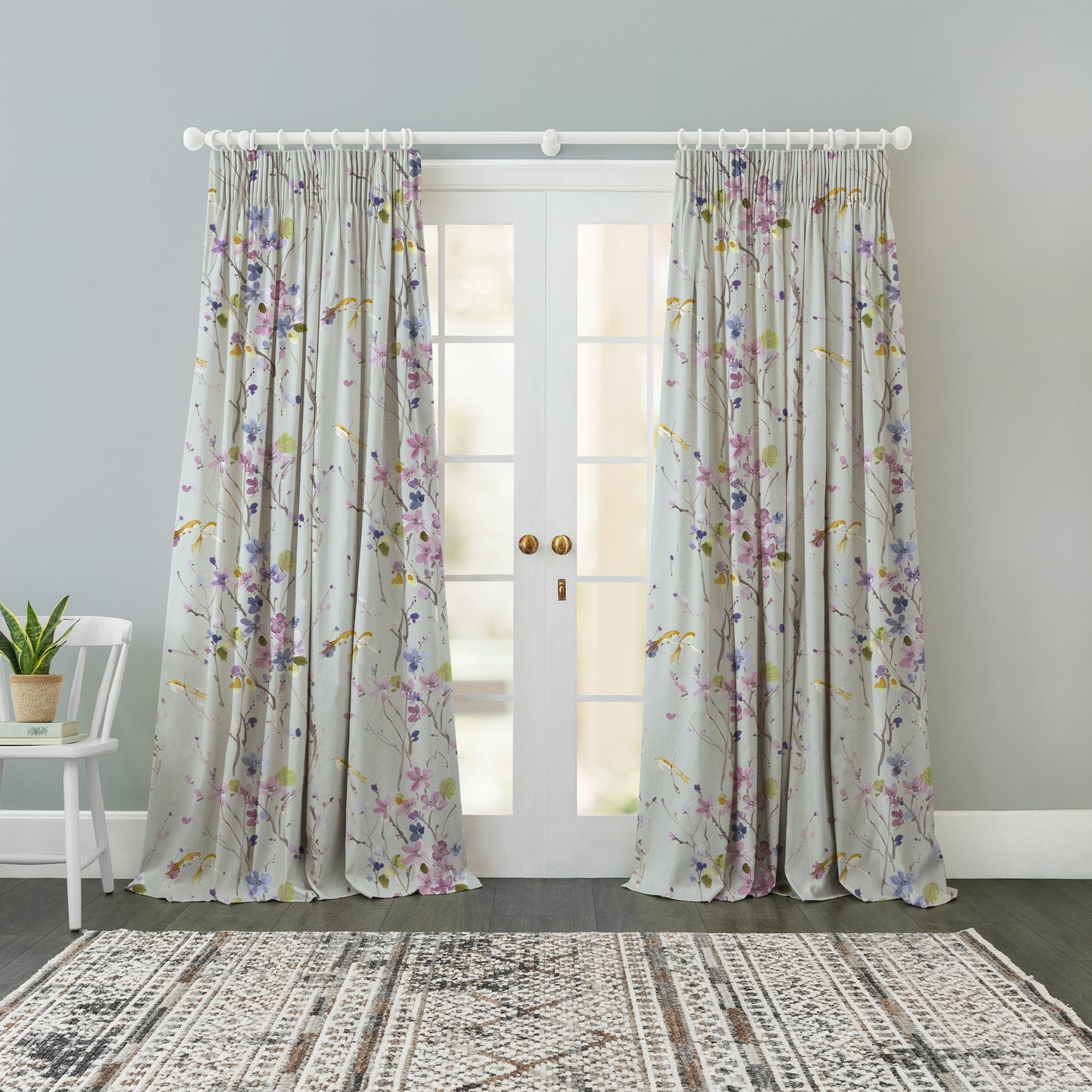 Armathwaite 145Cm Ann Fabric - Violet/Duck Egg Sample