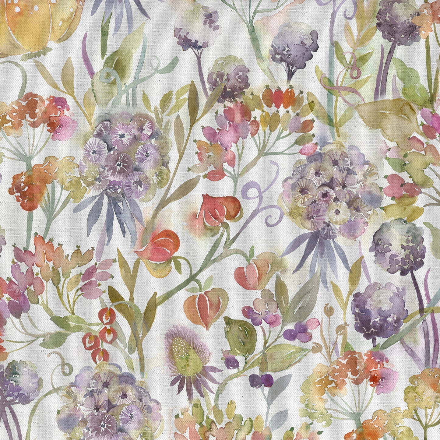Autumn Floral 140Cm Sasha White Fabric - Cream Sample