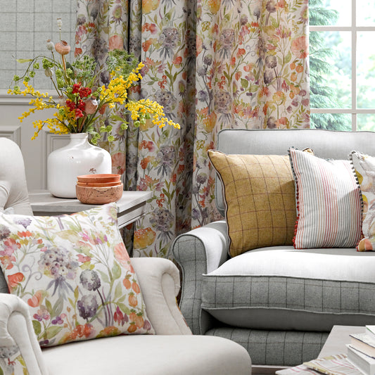 Autumn Floral 140Cm Sasha White Fabric - Cream Sample