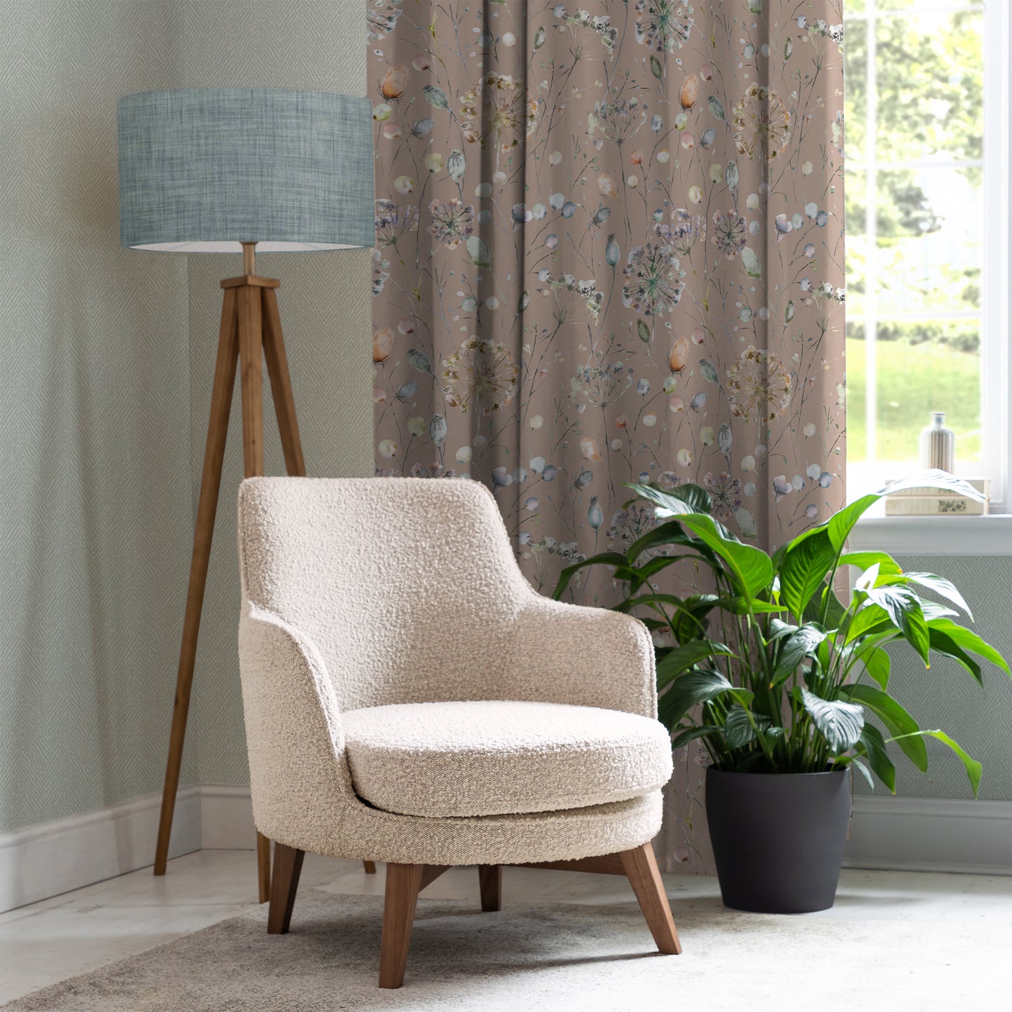 Boronia Ann 145Cm Fabric Metre - Coral/Cloud/Apricot