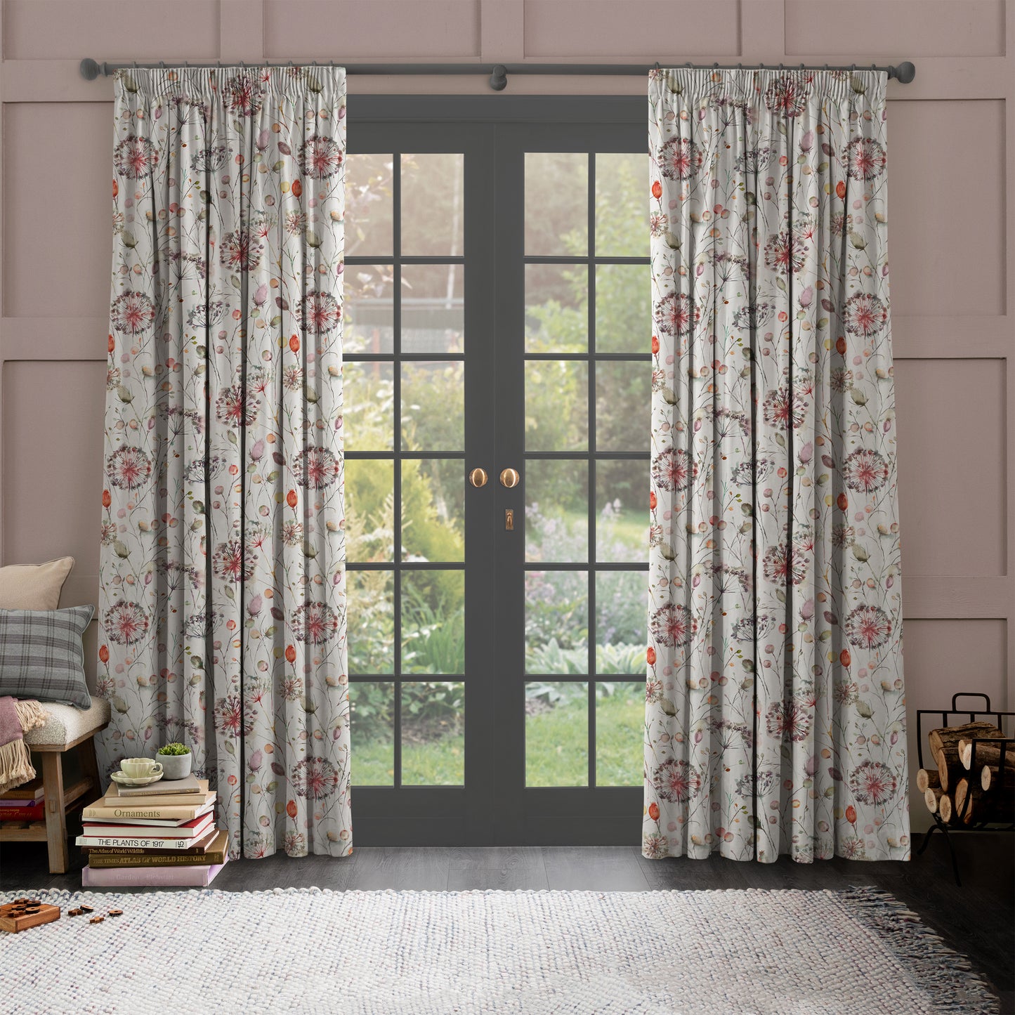 Boronia Ann 145Cm Fabric - Boysenberry/Cream Sample