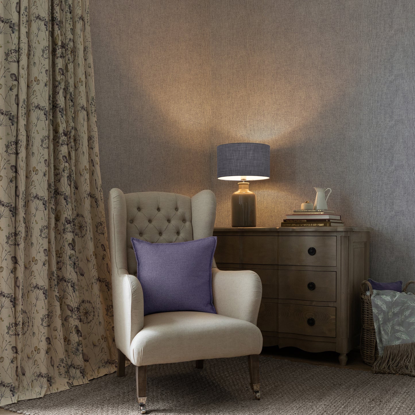 Boronia Fiona 145Cm Fabric Metre - Ironstone/Linen