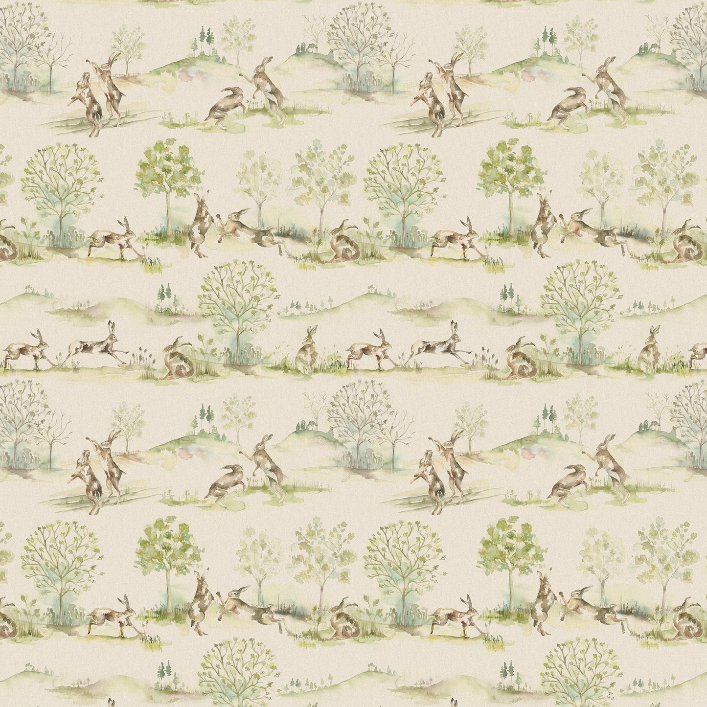 Boxing Hares 140Cm Sasha Linen Fabric Metre - Linen