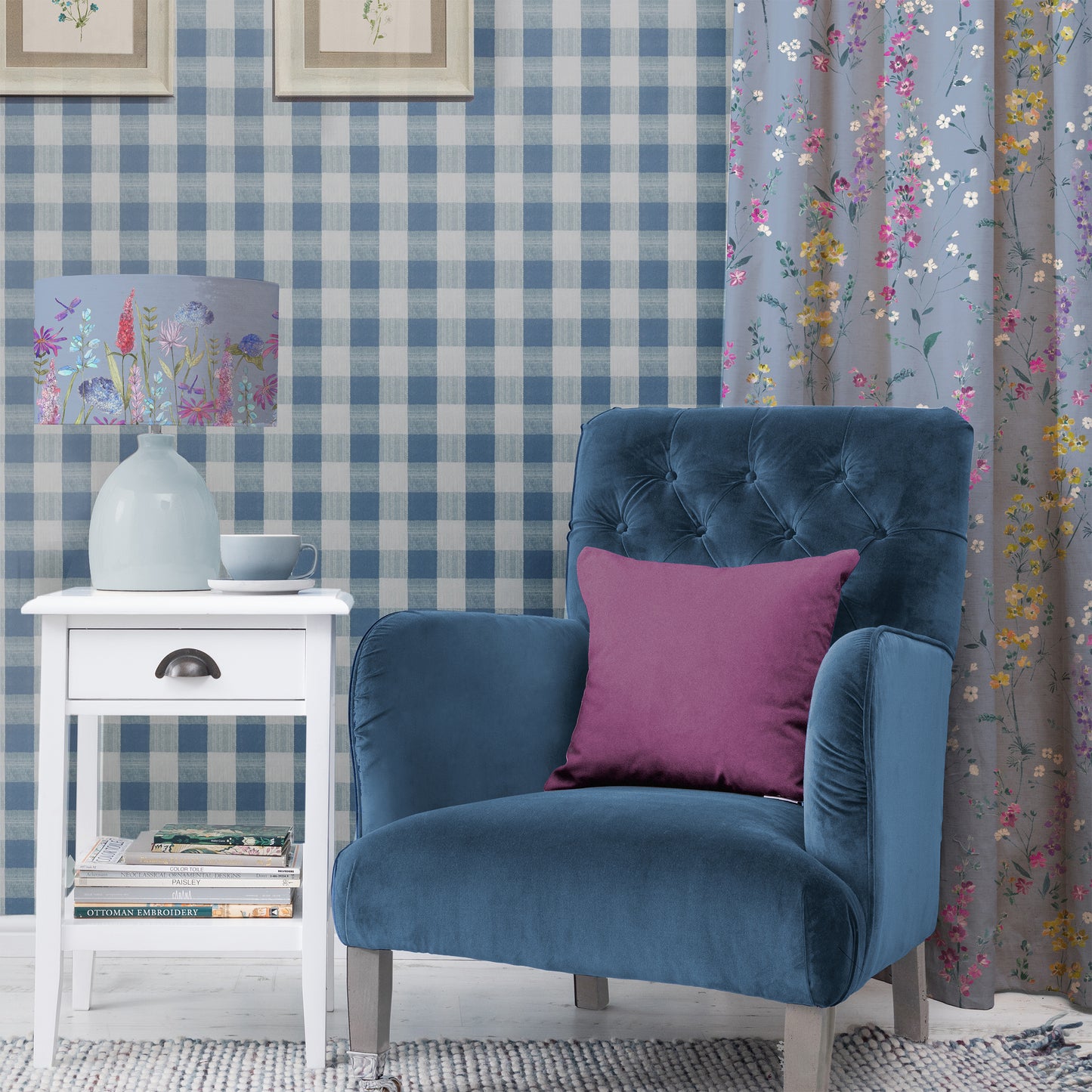 Briella 145Cm Fiona Fabric - Bluebell Sample