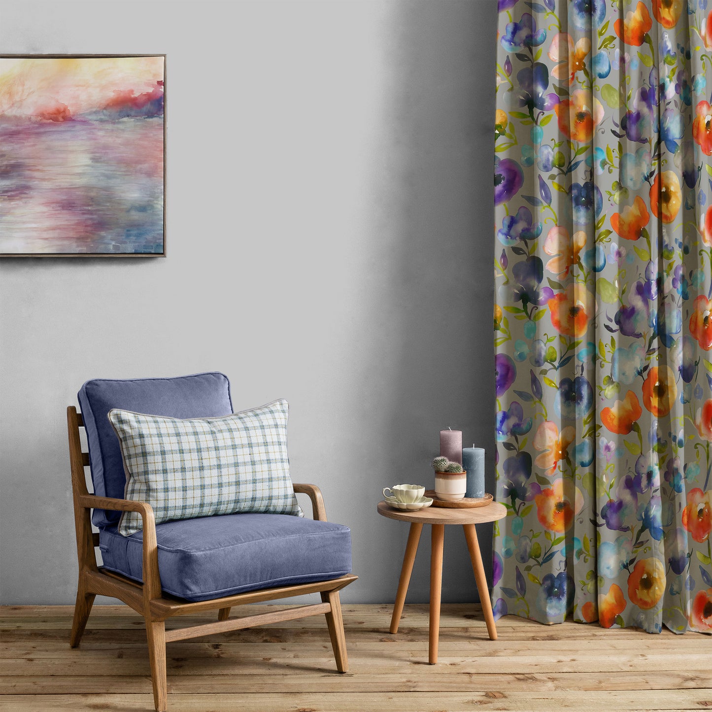 Burilda 140Cm Sasha White Fabric Metre - Indigo
