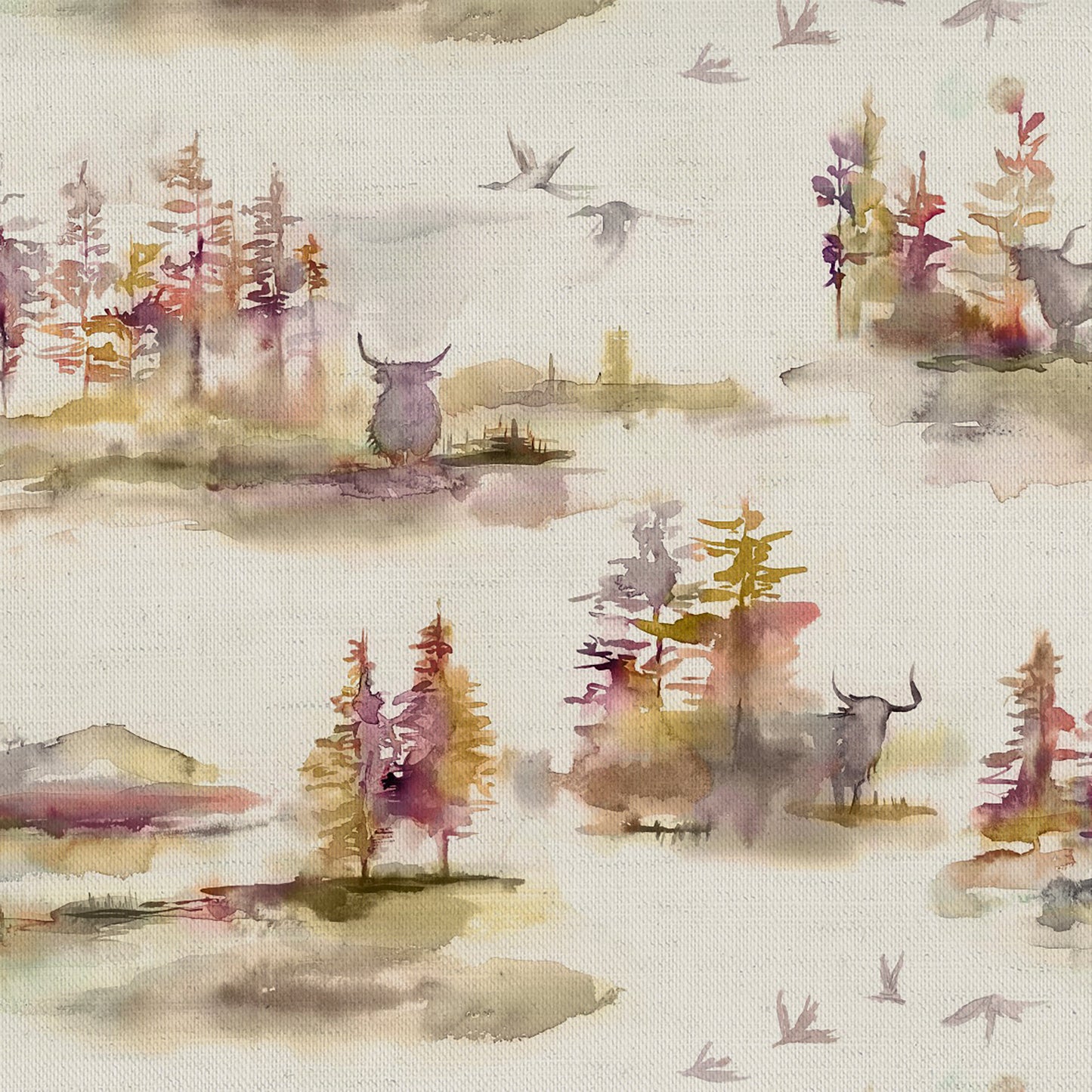 Caledonian 145Cm Forest Linen Fabric - Plum Sample