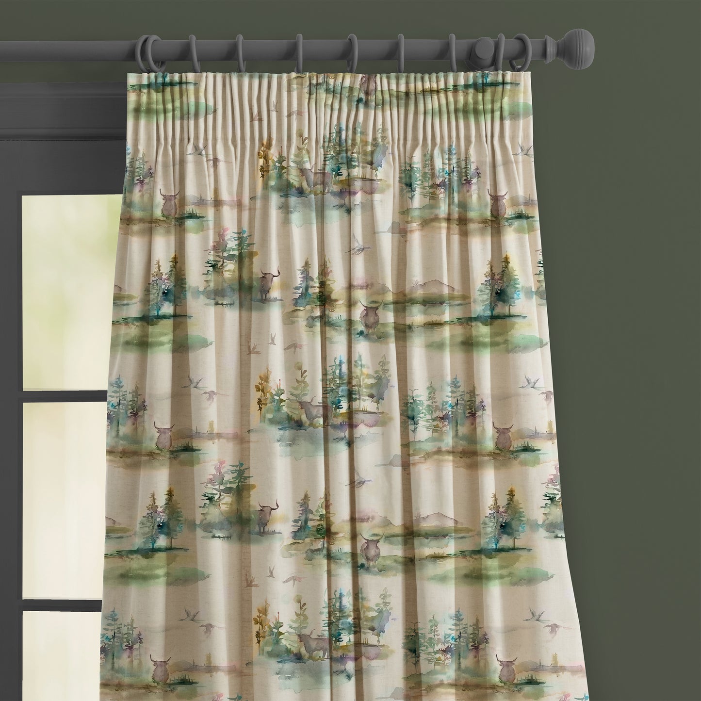Caledonian 145Cm Forest Linen Fabric - Topaz Sample