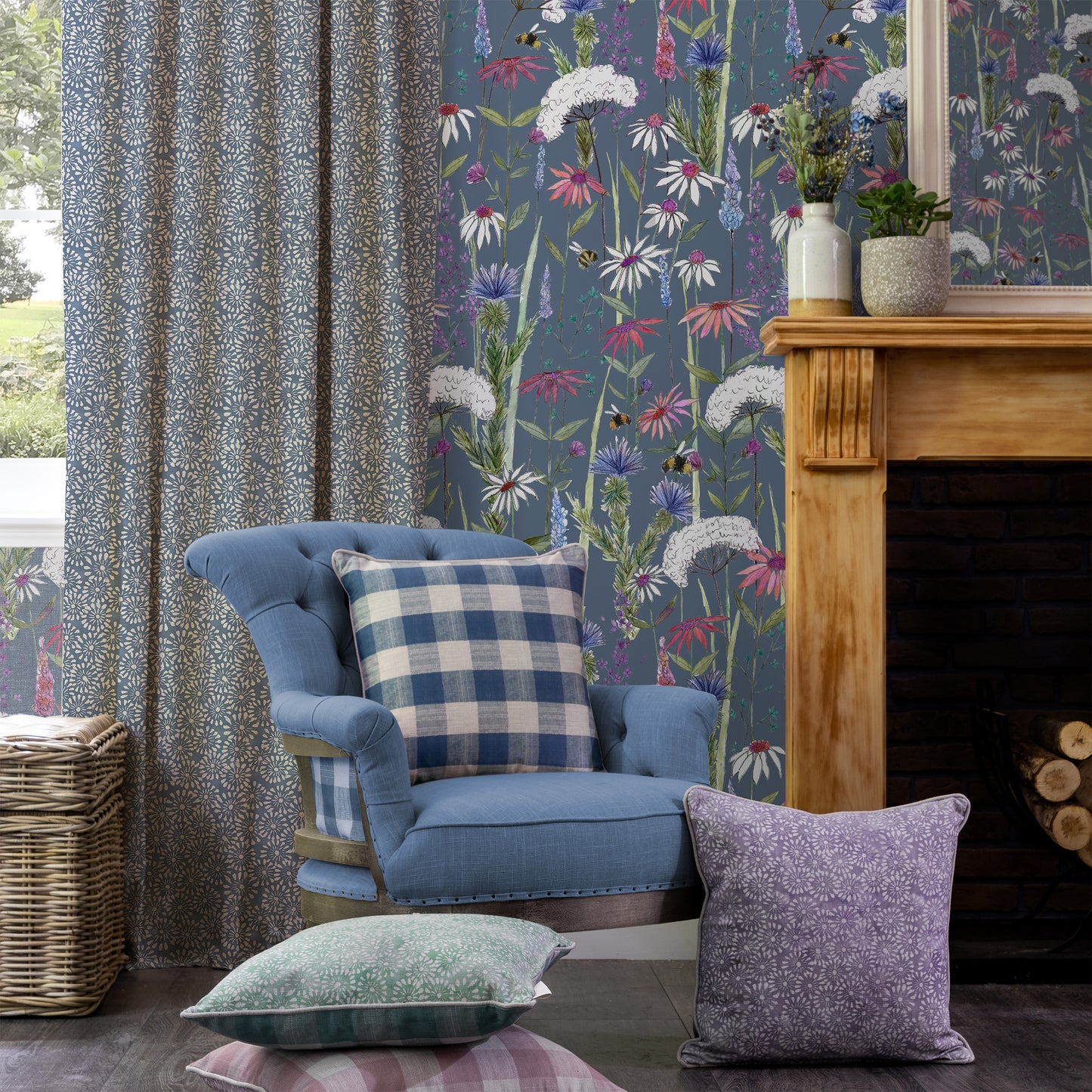 Chambery 140Cm Kim Fabric Metre - Bluebell