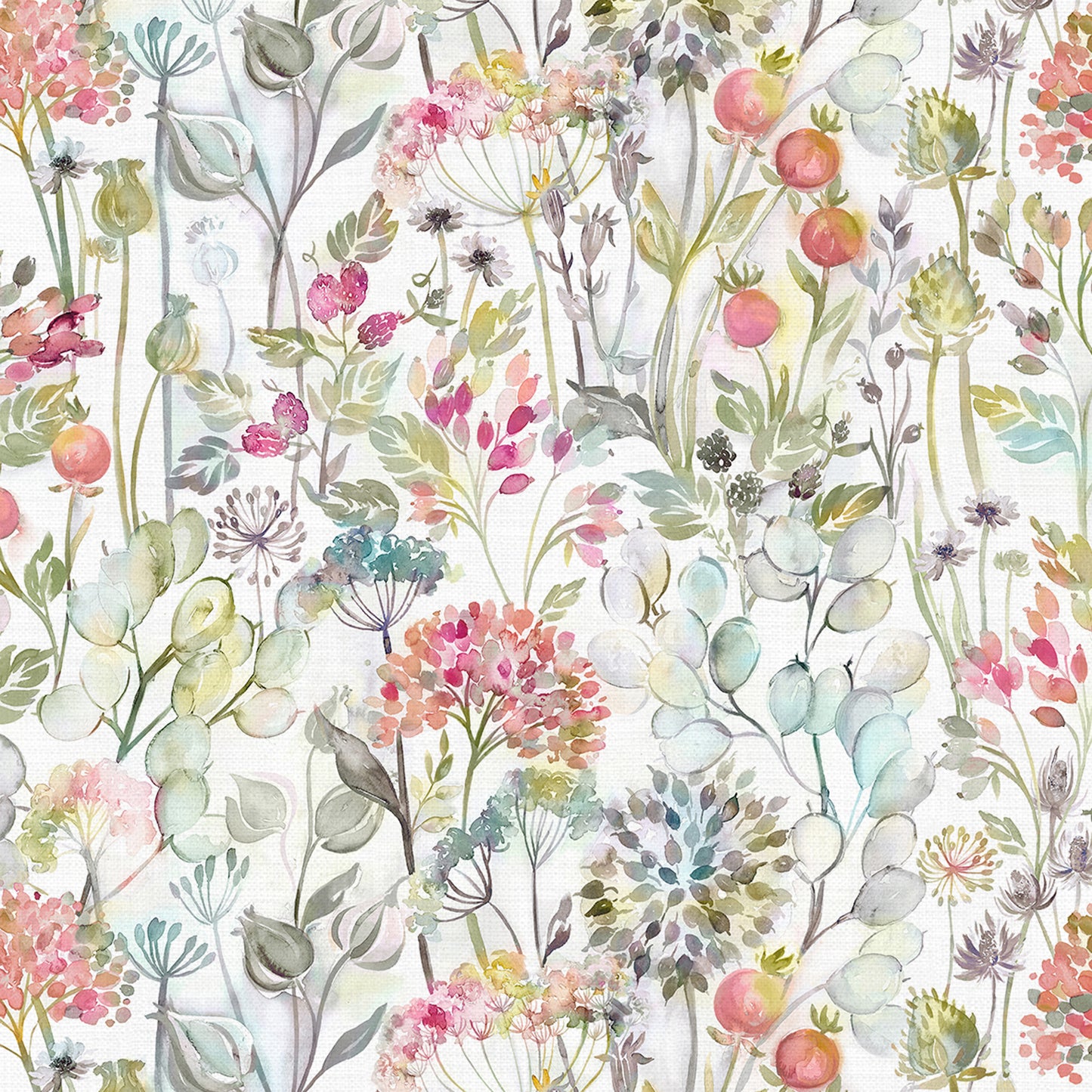Country Hedgerow 145Cm Ann Fabric - Coral/Cream Sample