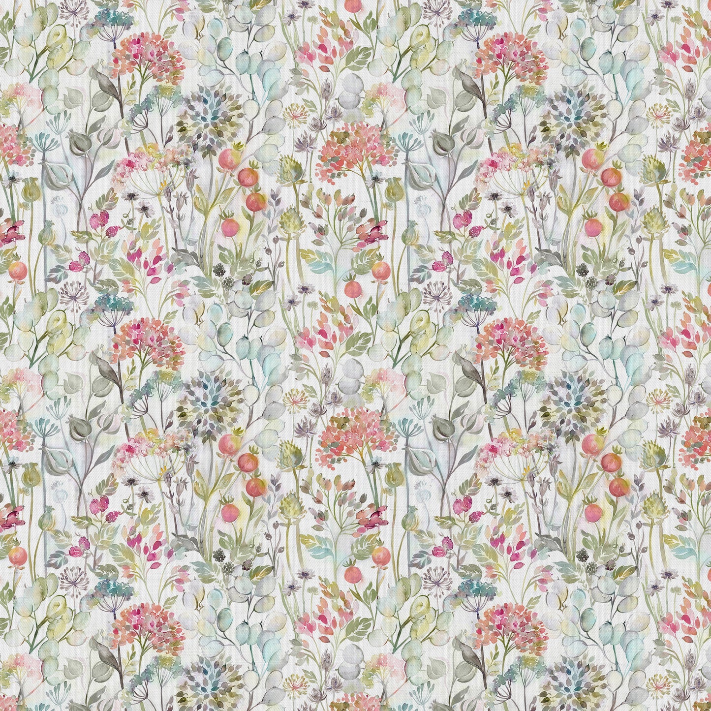 Country Hedgerow 145Cm Ann Fabric Metre - Coral/Cream