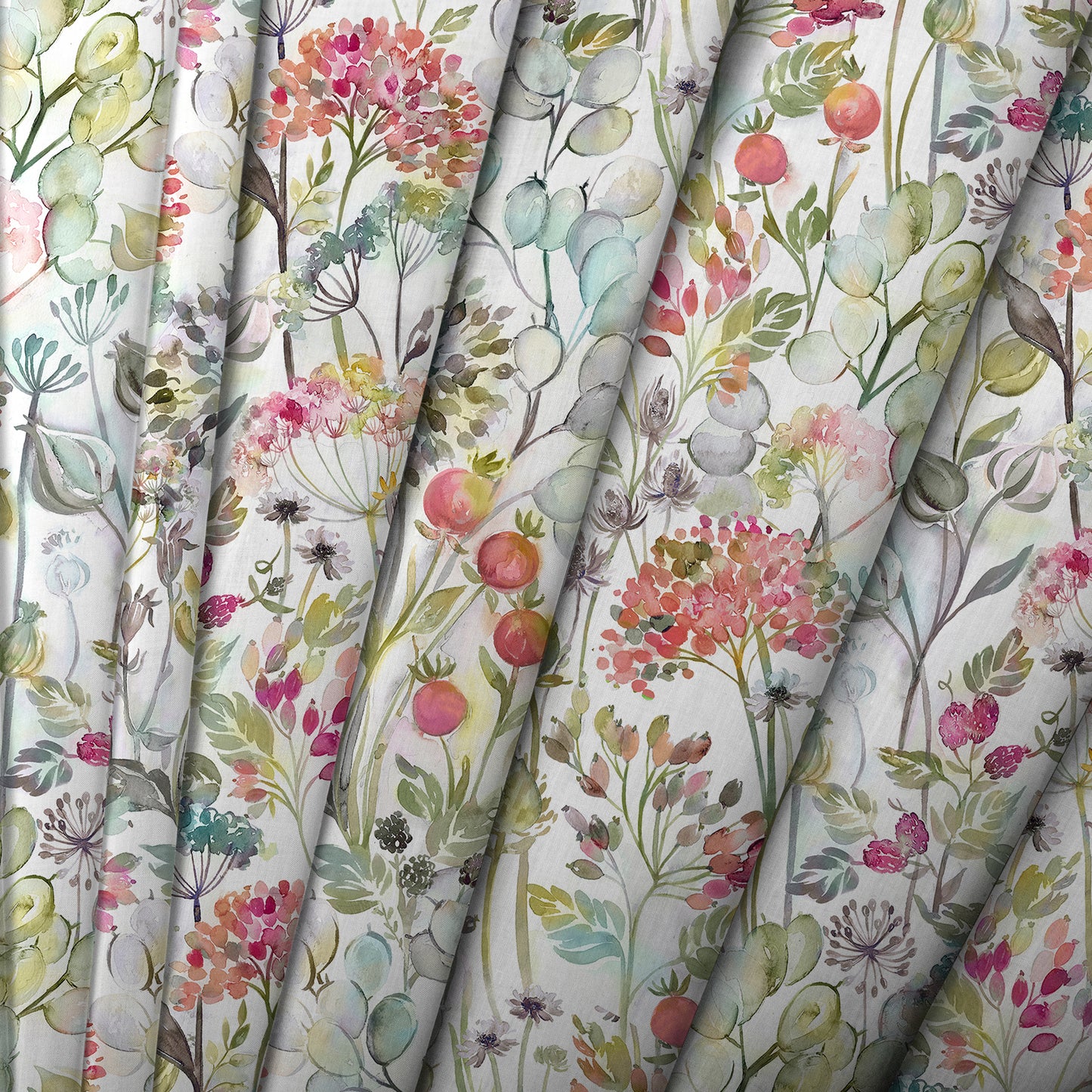 Country Hedgerow 145Cm Ann Fabric - Coral/Cream Sample